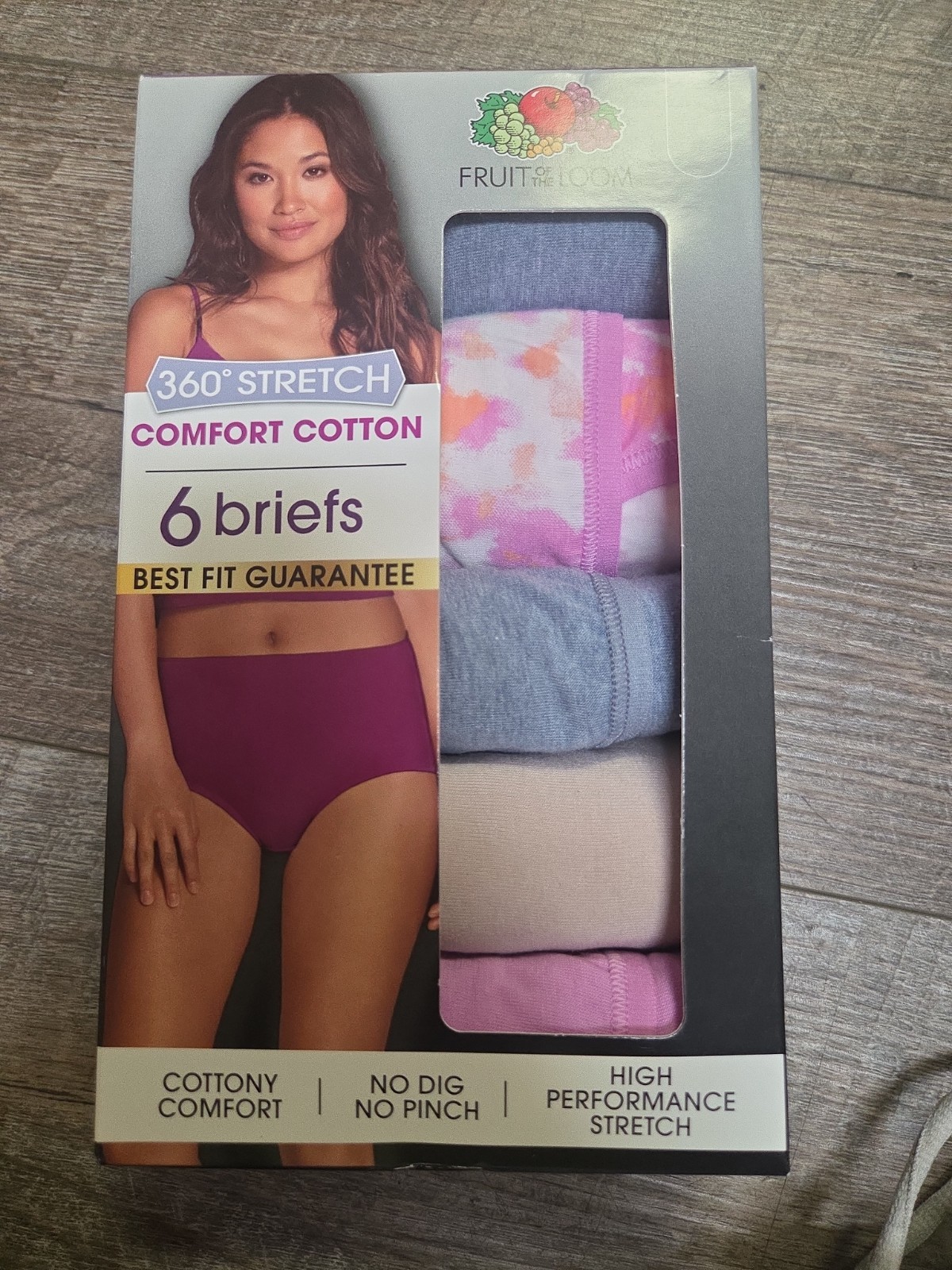 6 Womens 360 Stretch Cotton Briefs Fruit Of The Loom Size 10/3XL Multicolor
