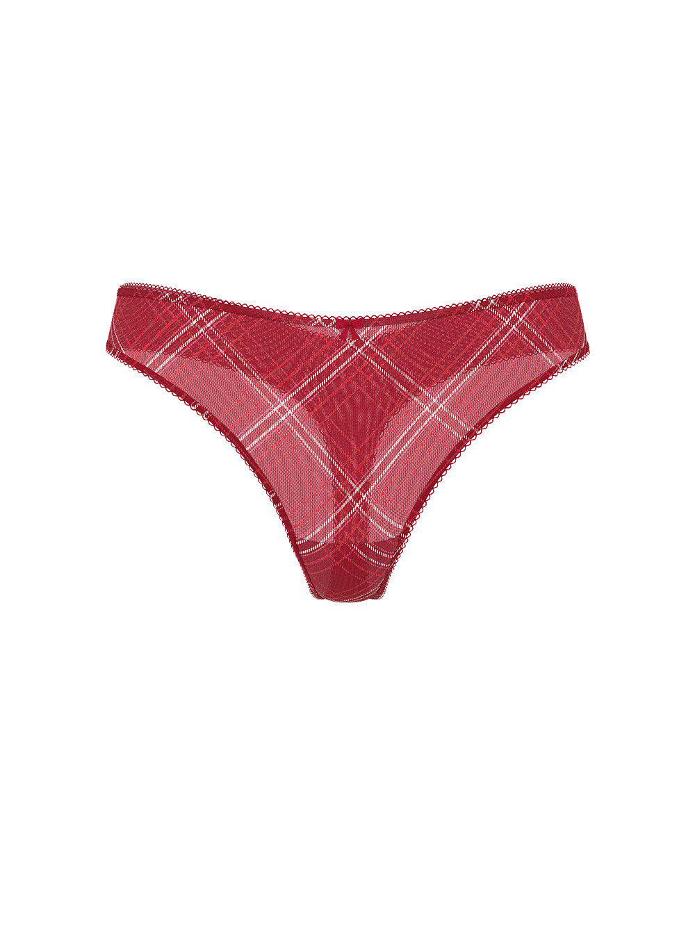 NWT Sealed The Lacie Shimmer Plaid Mesh Thong Panty Size M~ Red Lacquer