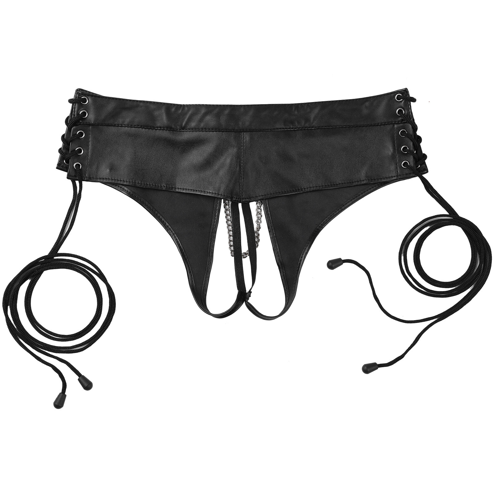 Hot Women Pu Leather Underwear Pants Crotchless Shorts Punk Panties Brief Club