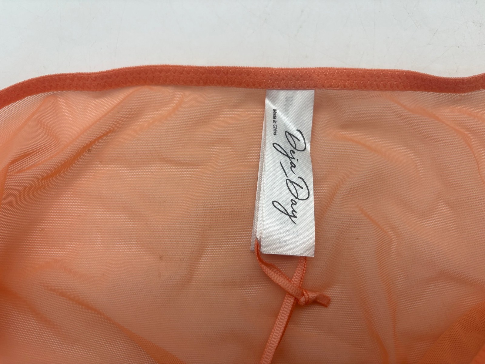 Deja Day Lace Mesh Orange Knickers Size UK 12 Nylon Elastane