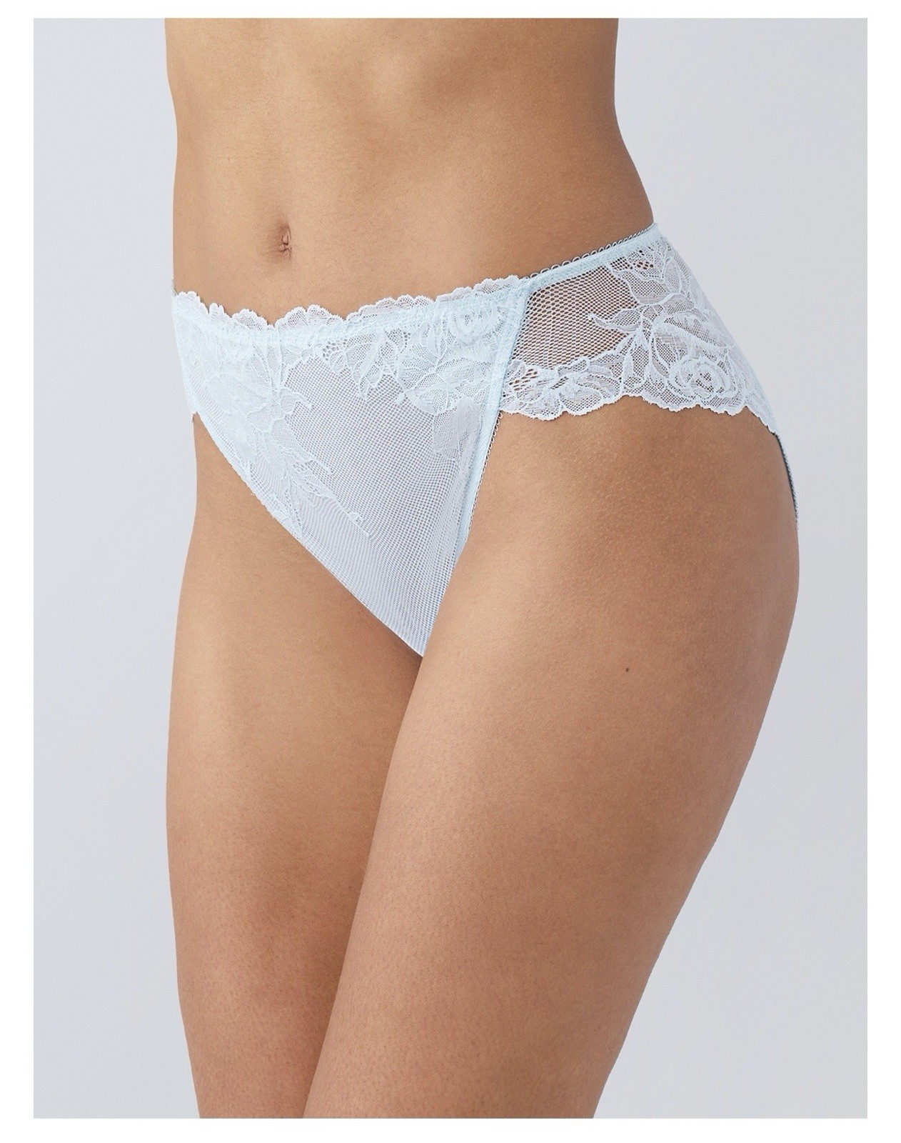 WACOAL Vivid Attraction Lace Mesh Back Full Coverage Hi-cut Brief Panty BLACK XL