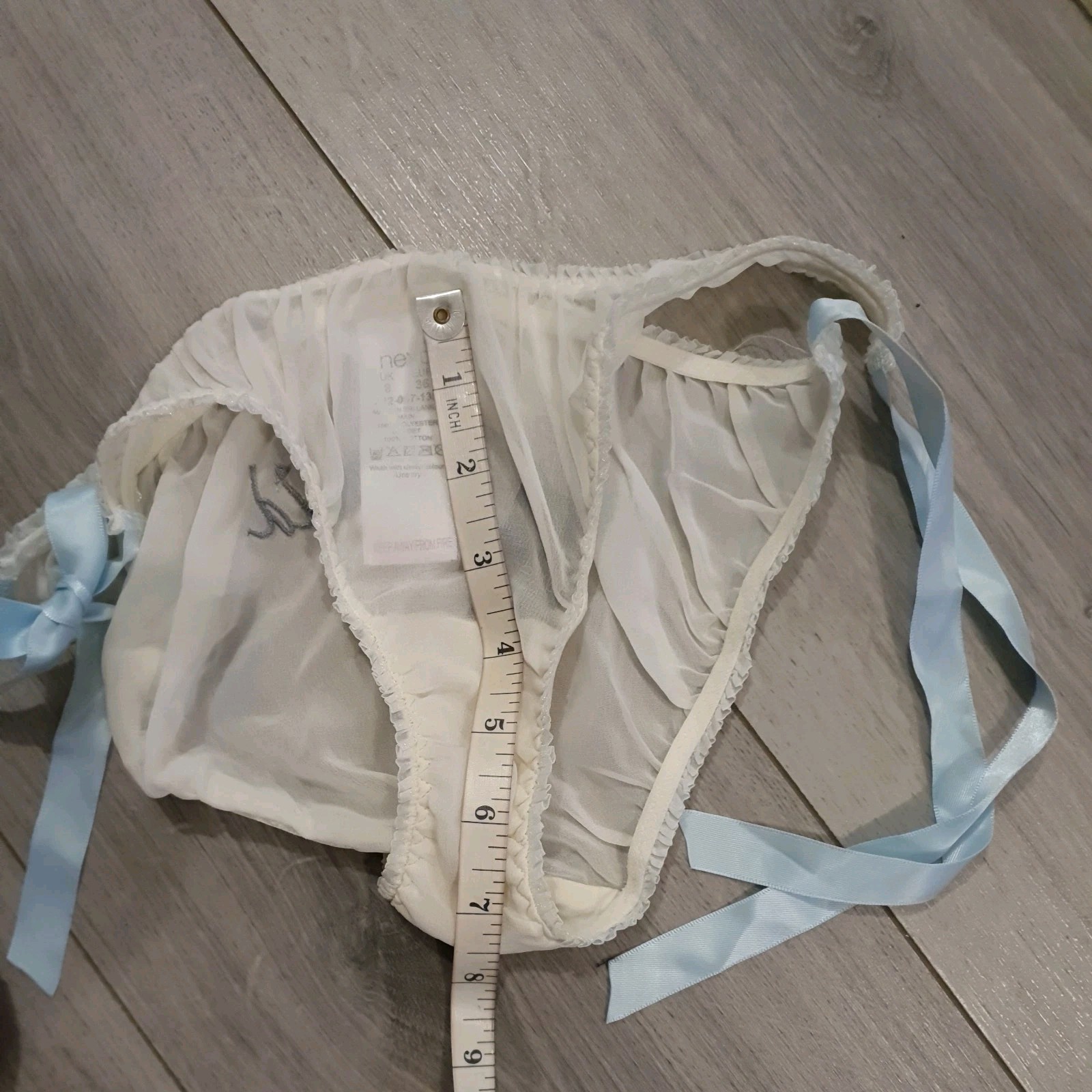 BNWT Next Ivory Chiffon & Blue Ribbon Embroidered Bridesmaid Panties Size 8