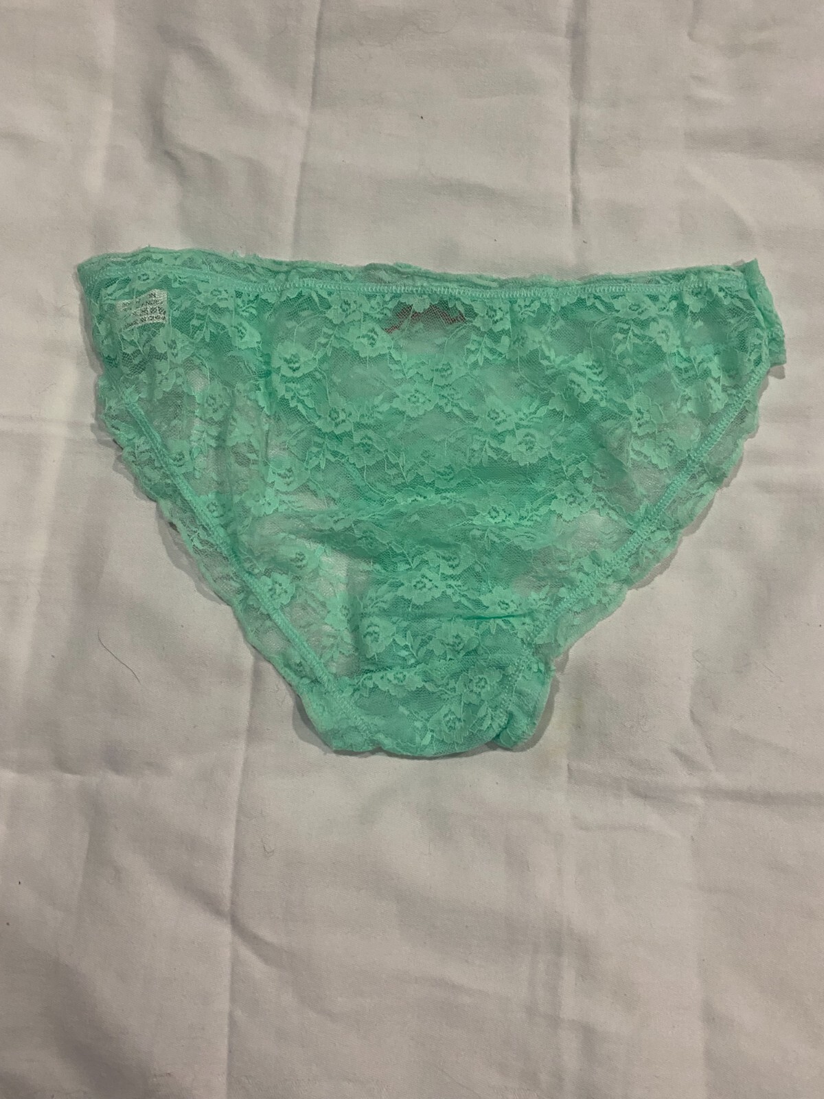 Women Floral Lace Bikini Panty w/Bow Sz L Mint Green