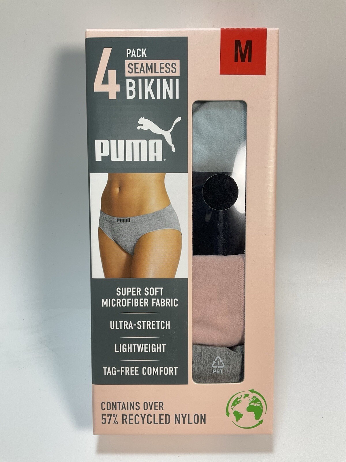 Puma Women’s 4-Pack Seamless Bikini Panties – Soft Ultra-Stretch, Size M