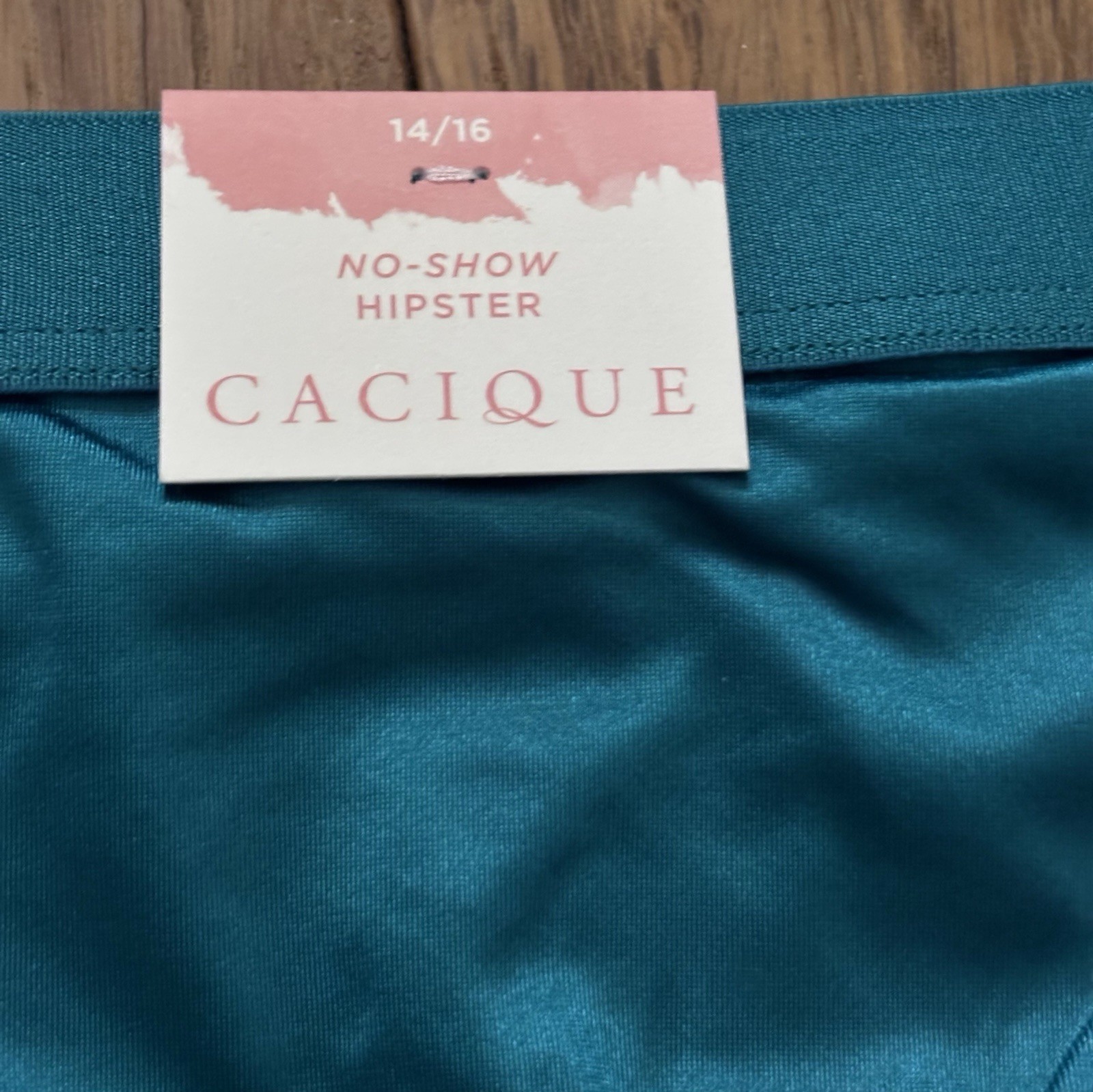 Plus 14/16 Lane Bryant Cacique No Show Hipster Nylon Faux Satin Silk Teal Aqua