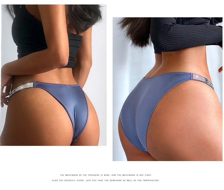 Tanga Sexy Para Mujer Ropa Interior Bragas Con Diamantes De Imitación Costuras