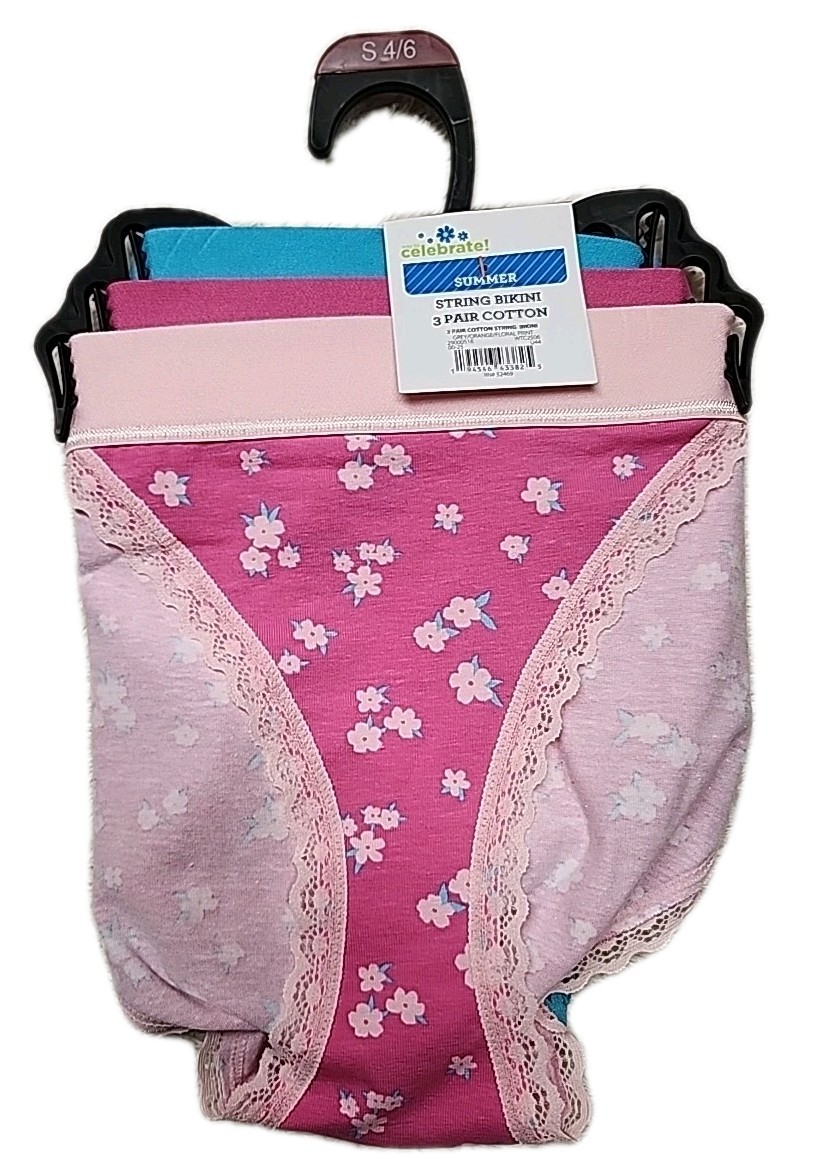 NWT Way To Celebrate Women’s 3-Pair Cotton Bikini Panties Small Multicolor