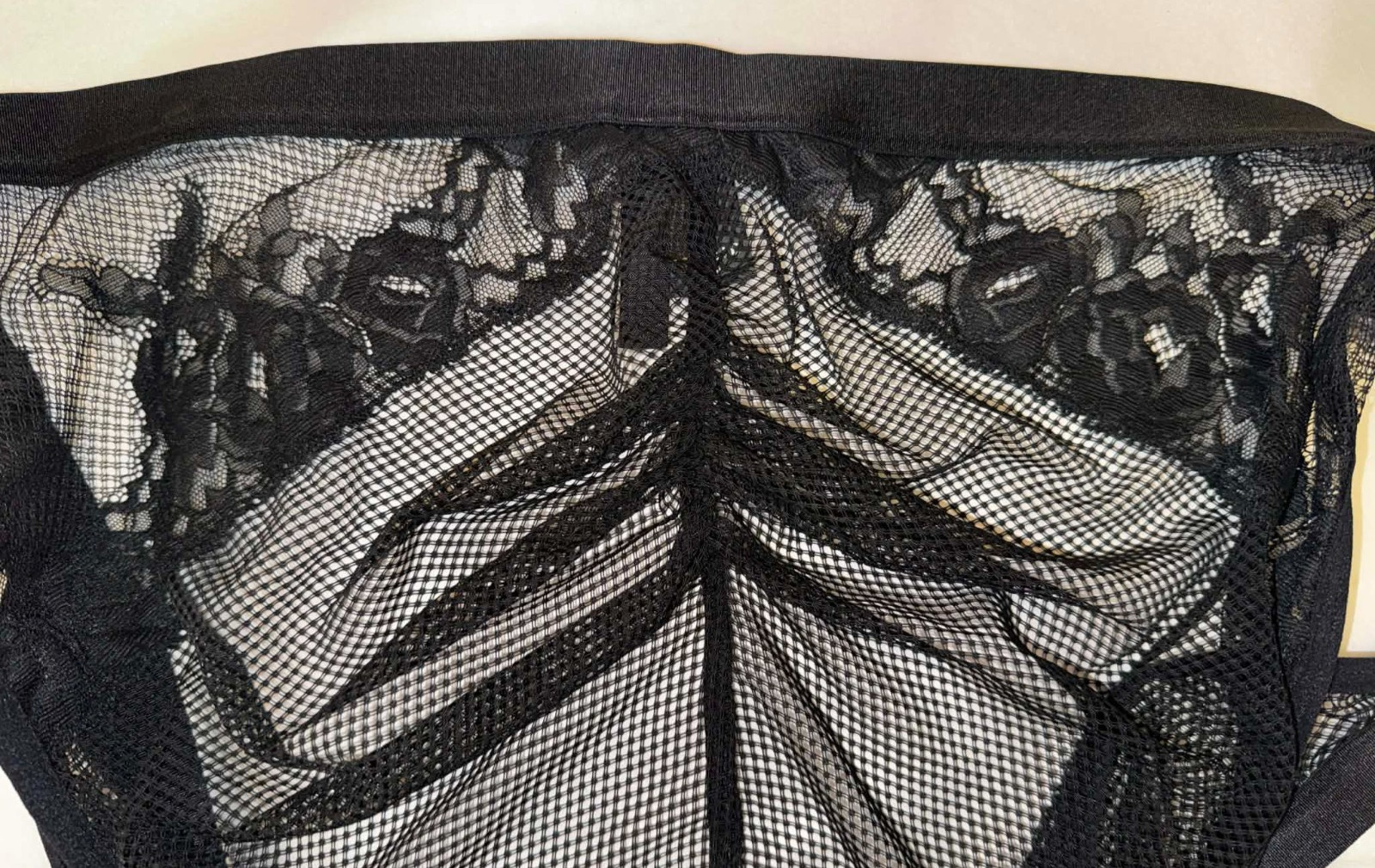 TORRID Black Fishnet Mesh/Nude Lined Ruched BIKINI PANTY ~ nwt ~ Torrid Size 5