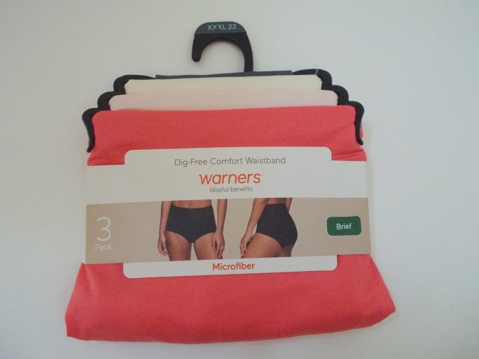 NWT WARNER’S 3 Pair Coral Pink Ivory Brief Panties Underwear Sz XXXL