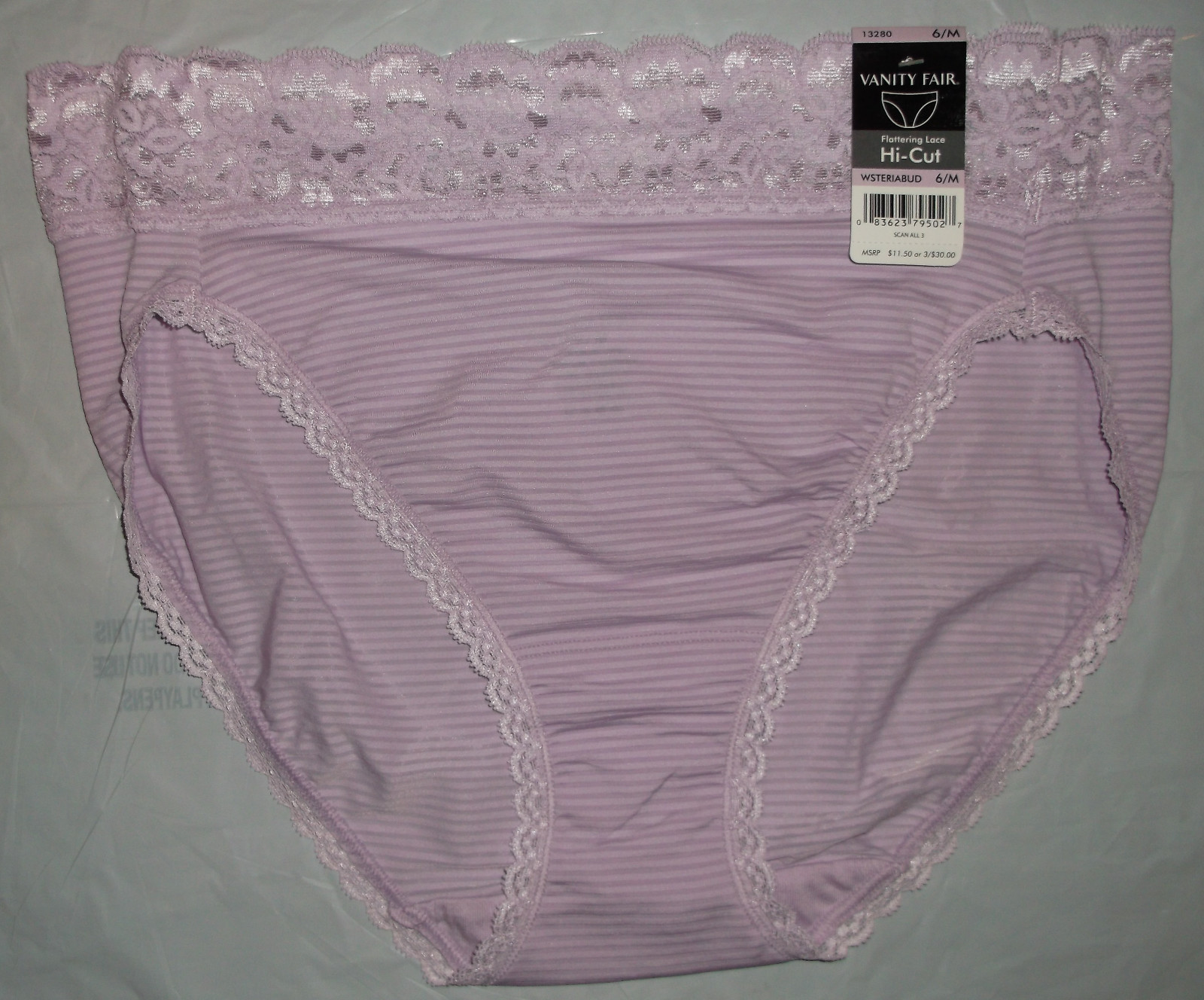 NWT Vanity Fair Flattering Lace 13280 Hi-Cut panty panties 6 M 7 L 8 XL 9 COLORS