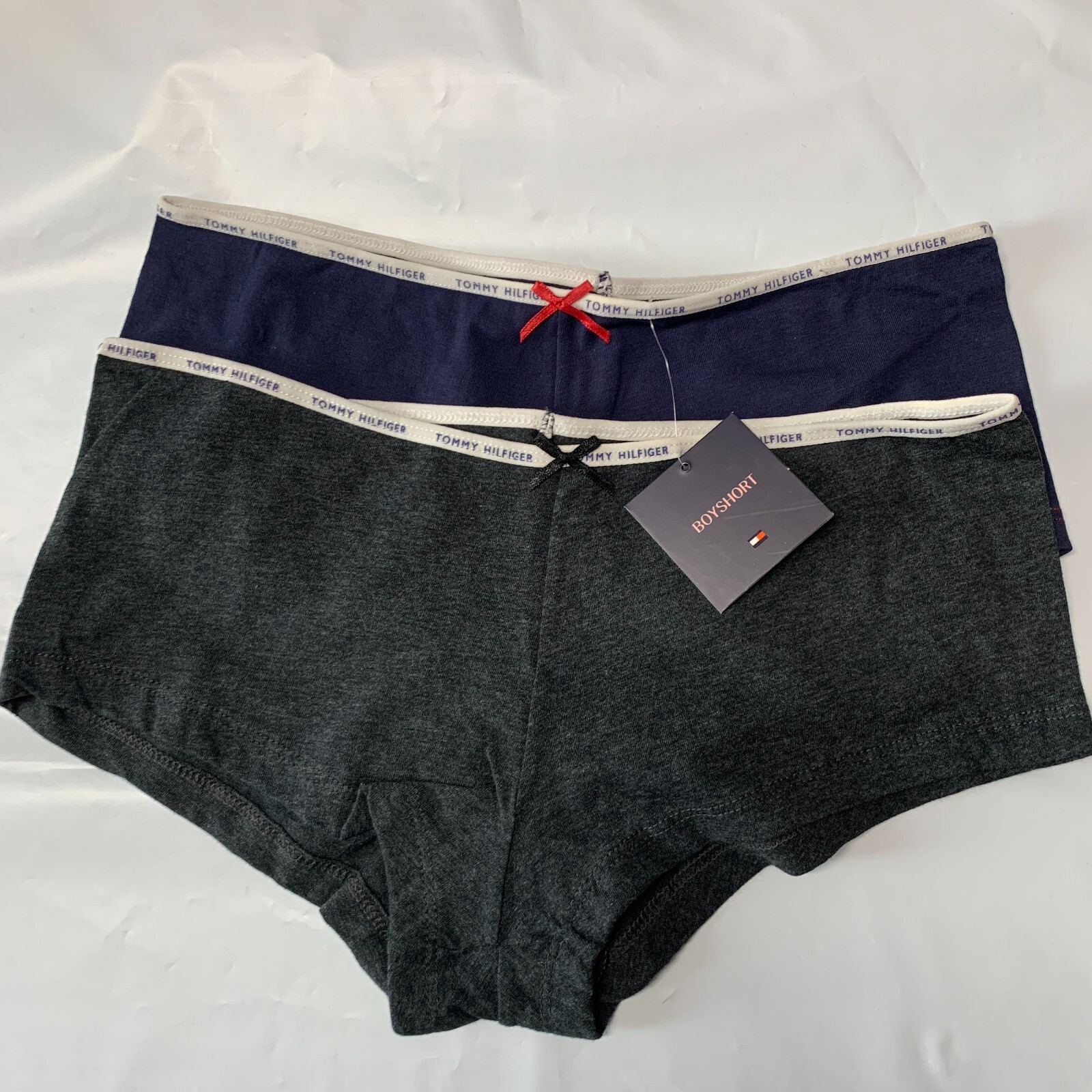 NWT TOMMY HILFIGER 2 PACK Boyshort Shortie Cotton Blend Logo Band Panty