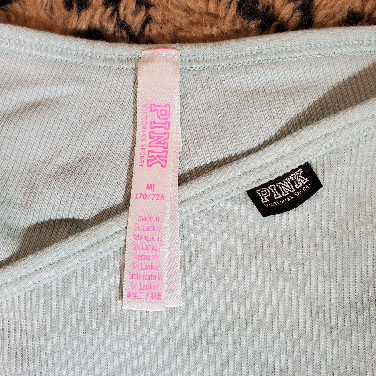 Victoria’s Secret Pink Logo Light Green Pleated Cheeky Cheekster Panty M Sexy