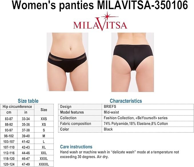 Victoria Bella MILAVITSA-350106 women’s Panties BRIEFS, mid-waist, Black