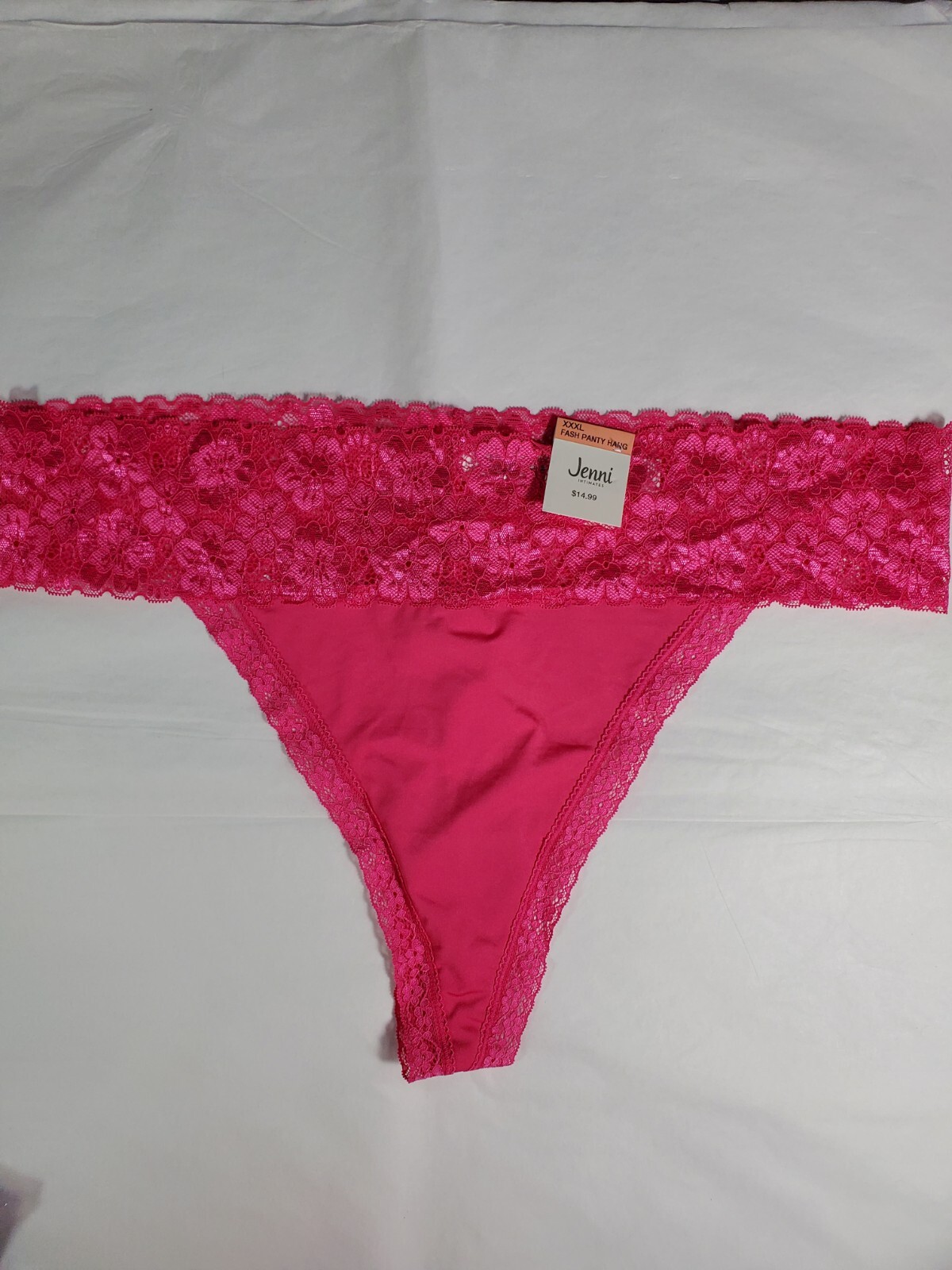 New JENNI Intimates Women’s Lace Thong Panty, Fushia Purple, 3XL