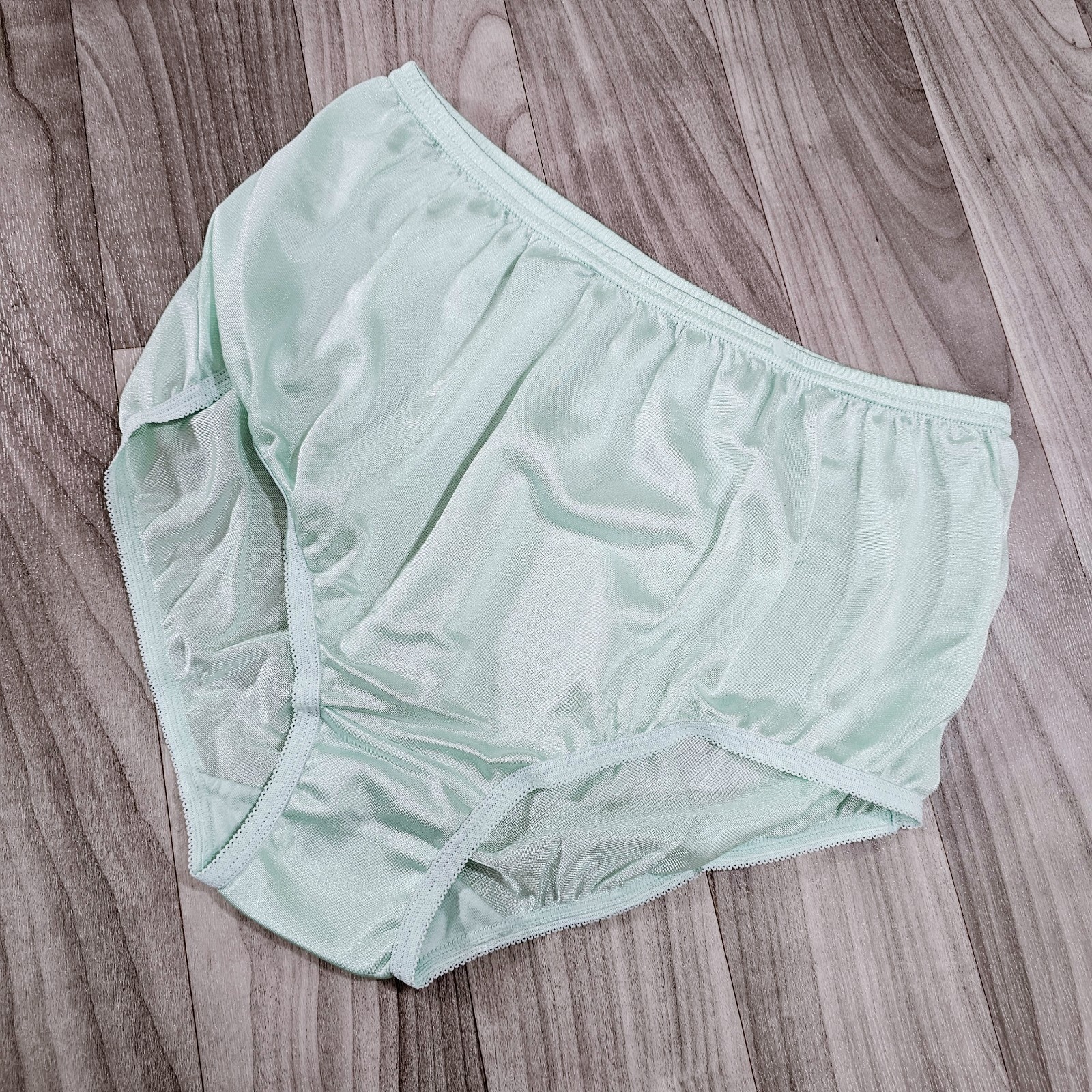 Nylon Brief Panty Classic Granny Panties by Teri Lingerie, Light Mint Green