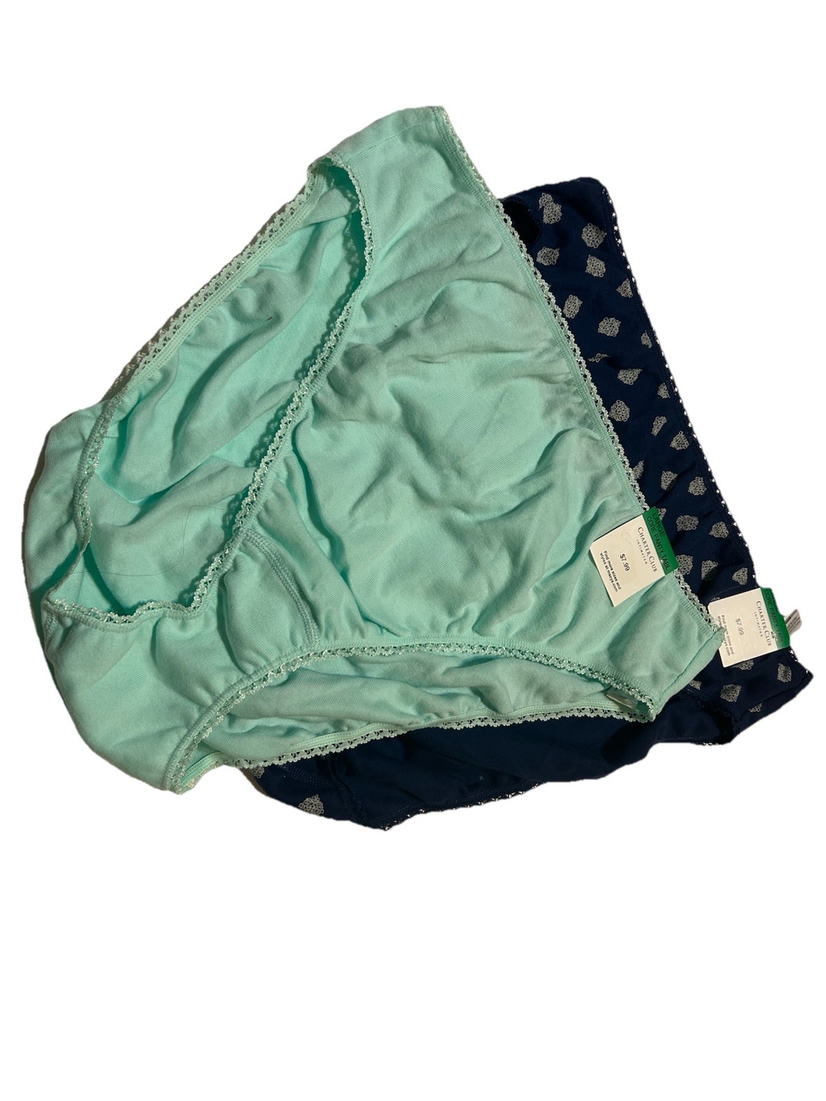 Charter Club Women’s 2 Pack Hi-Cut Lace Trim Bikini (Runs Large) Cotton Large
