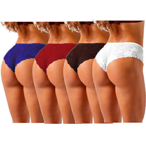 4 Pack Womens Sexy Lace Knickers Briefs Panties Seamless Underwear Lingerie US