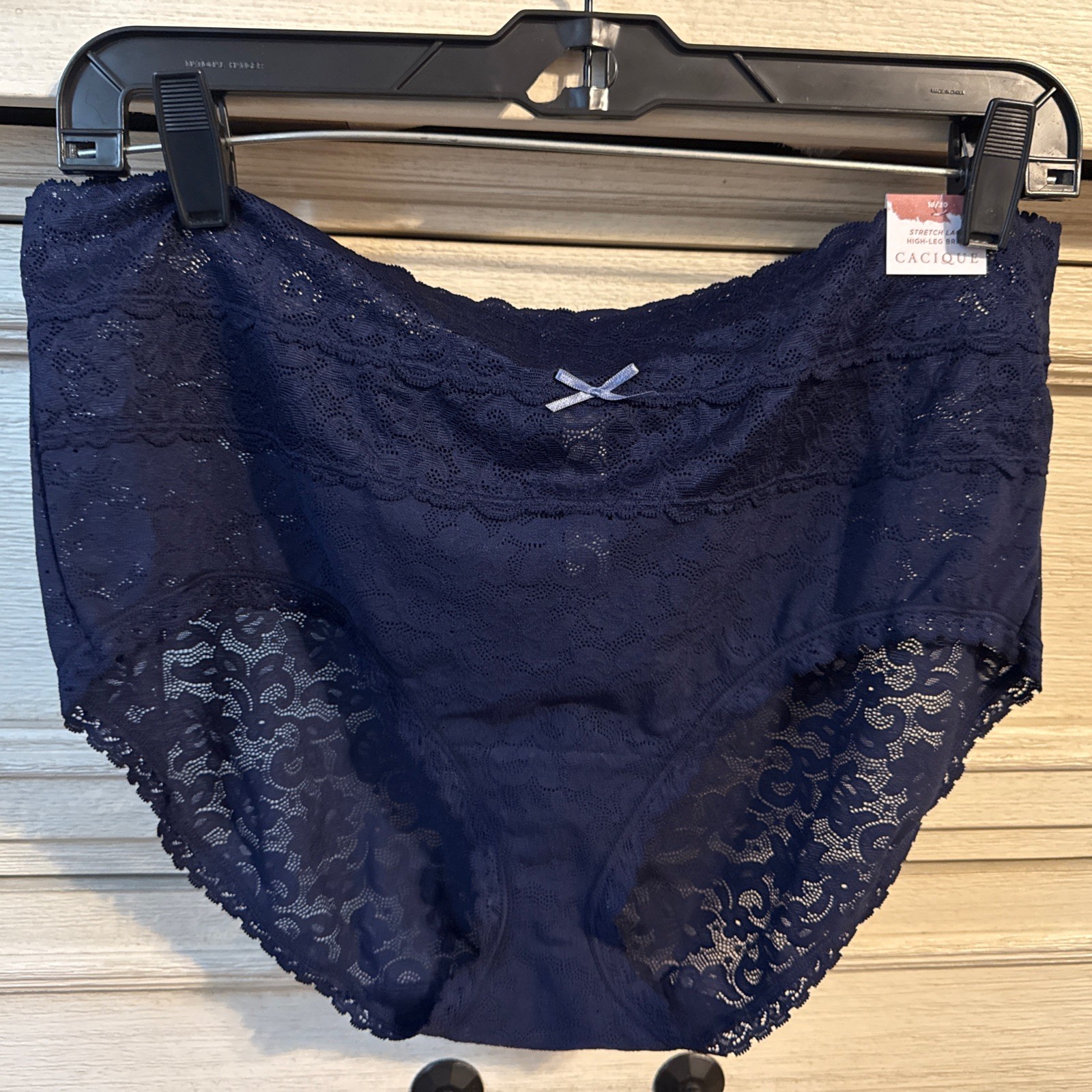 Cacique Lane Bryant Women’s Stretch Lace High Leg Brief 18/20 Navy Blue NWT