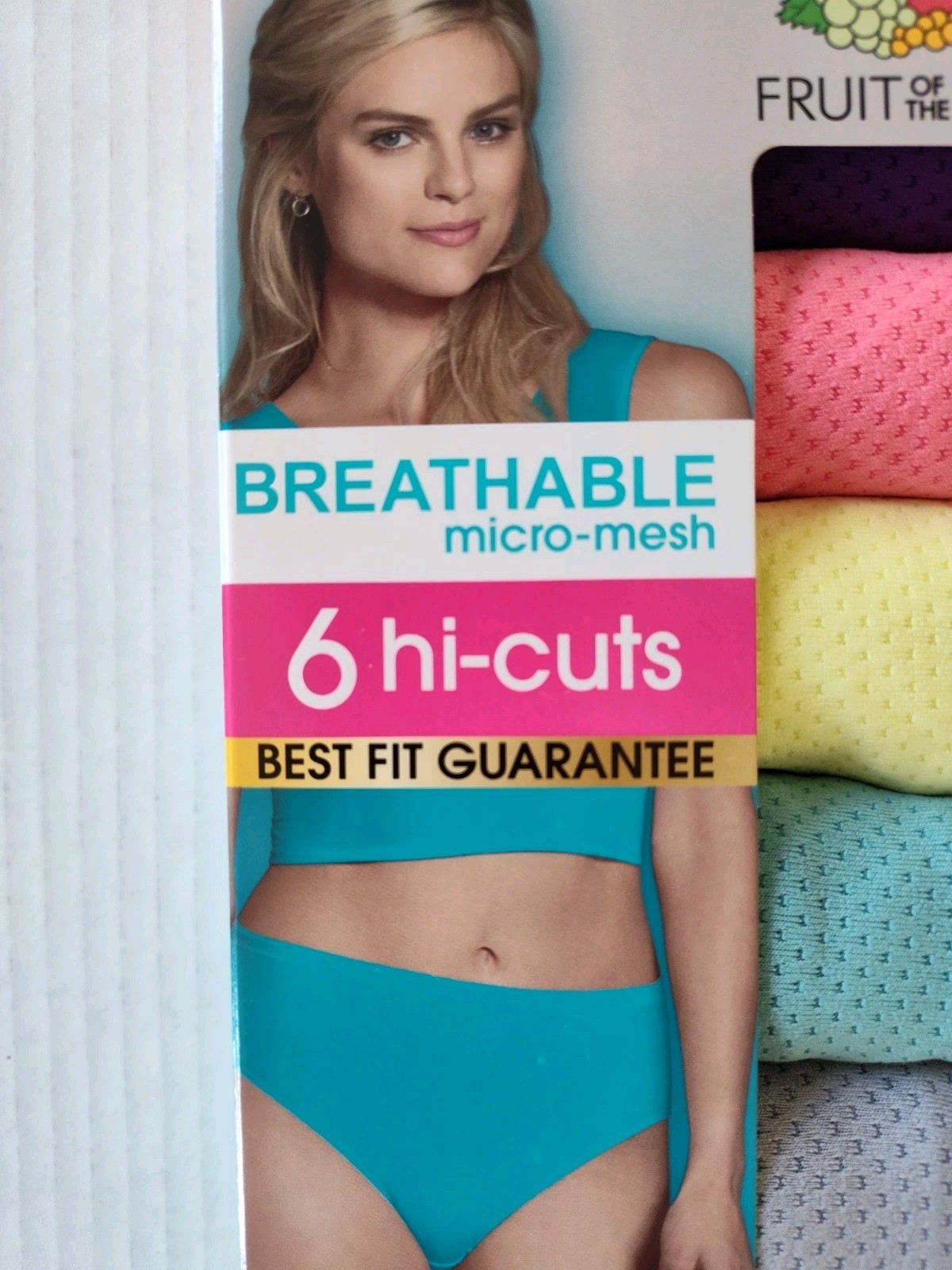 Fruit of the Loom Women’s 6 pk Breathable Micro Mesh Hi Cut Underwear Sz 2XL