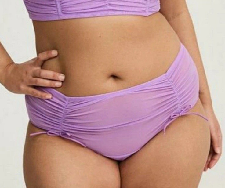 Torrid Purple Lavender Ruched Bow Sheer Mesh Cheeky Panty Plus Size 3 3X 22/24