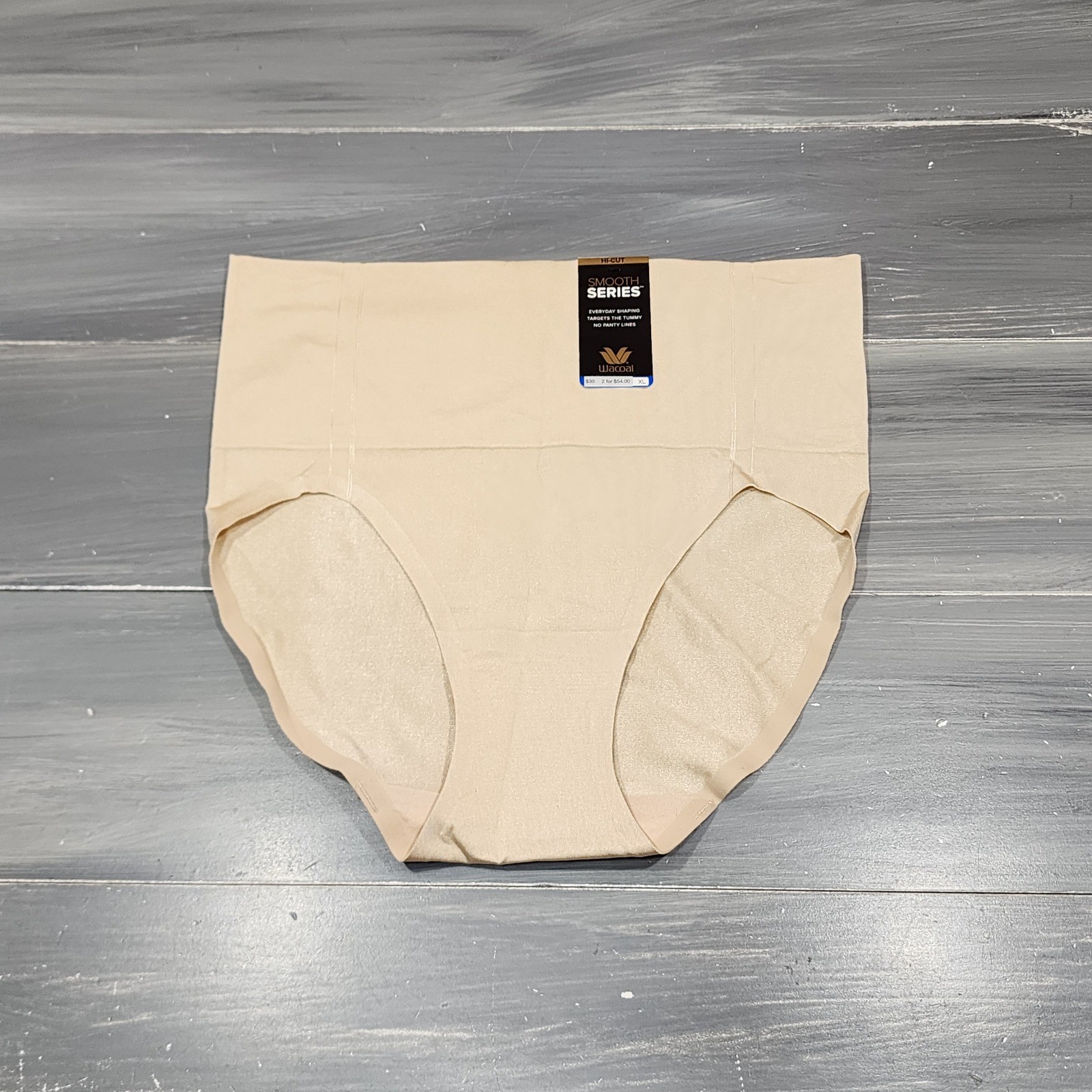 Wacoal Smooth Series Hi-Cut Briefs Beige XL Tummy Control Seamless 804360 NWT