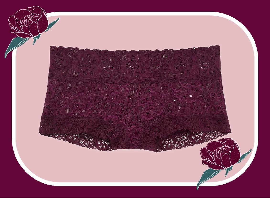 M L Raspberry KIR WIne FLORAL LACE THE LACIE Victorias Secret SHORTIE Pantie