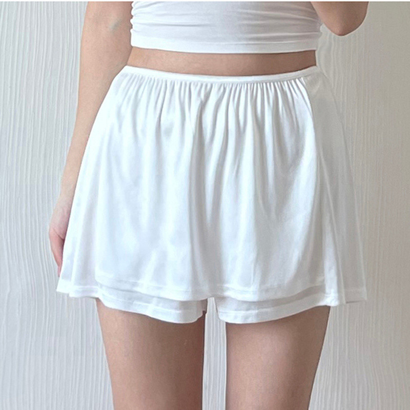 Lady Satin Faux Silk Shorts Underwear Safety Petticoat Seamless Culottes Soft
