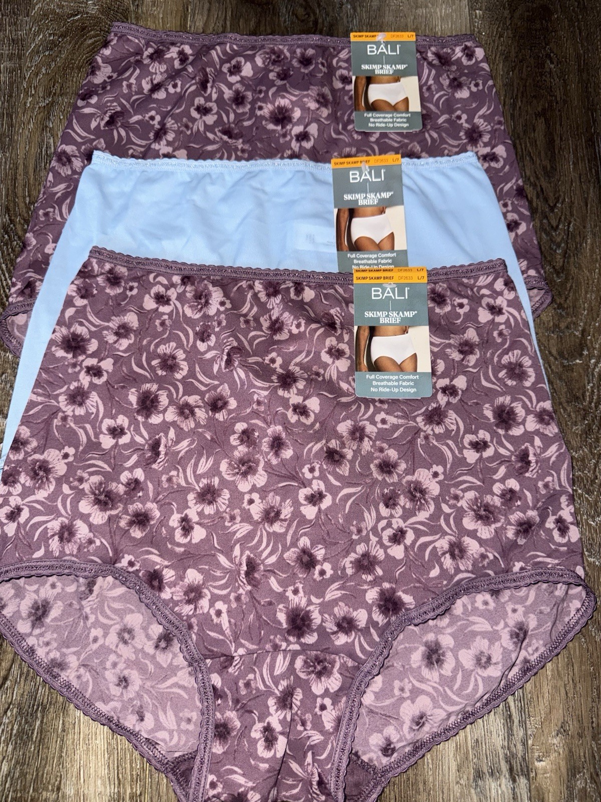 Bali ~ 3-Pair Womens Brief Skimp Skamp Underwear Panties Nylon Blend ~ L/7