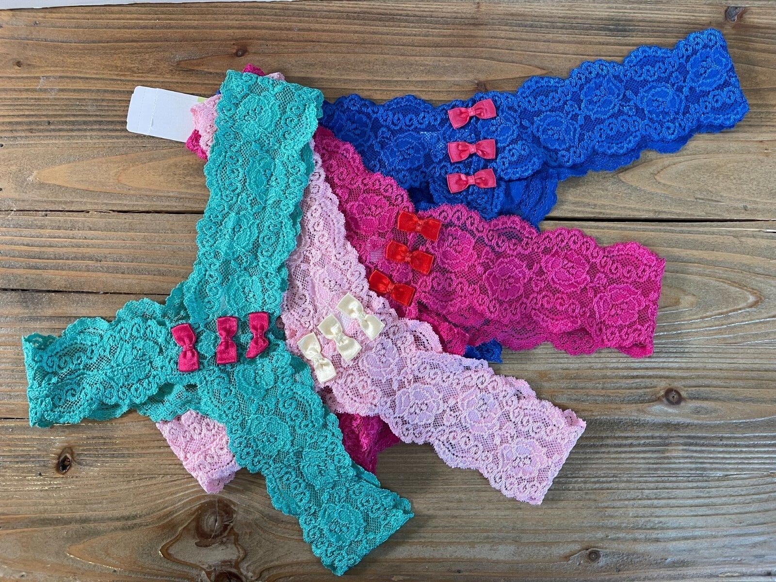 Jezebel by Felina VintagePosh Thong Underwear 4 pack in variety of colors, Small