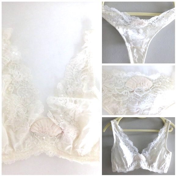 NEW EVE’S TEMPTATION SILK UNDERWIRE FLORAL LACE BRA/PANTIES 2PC SET