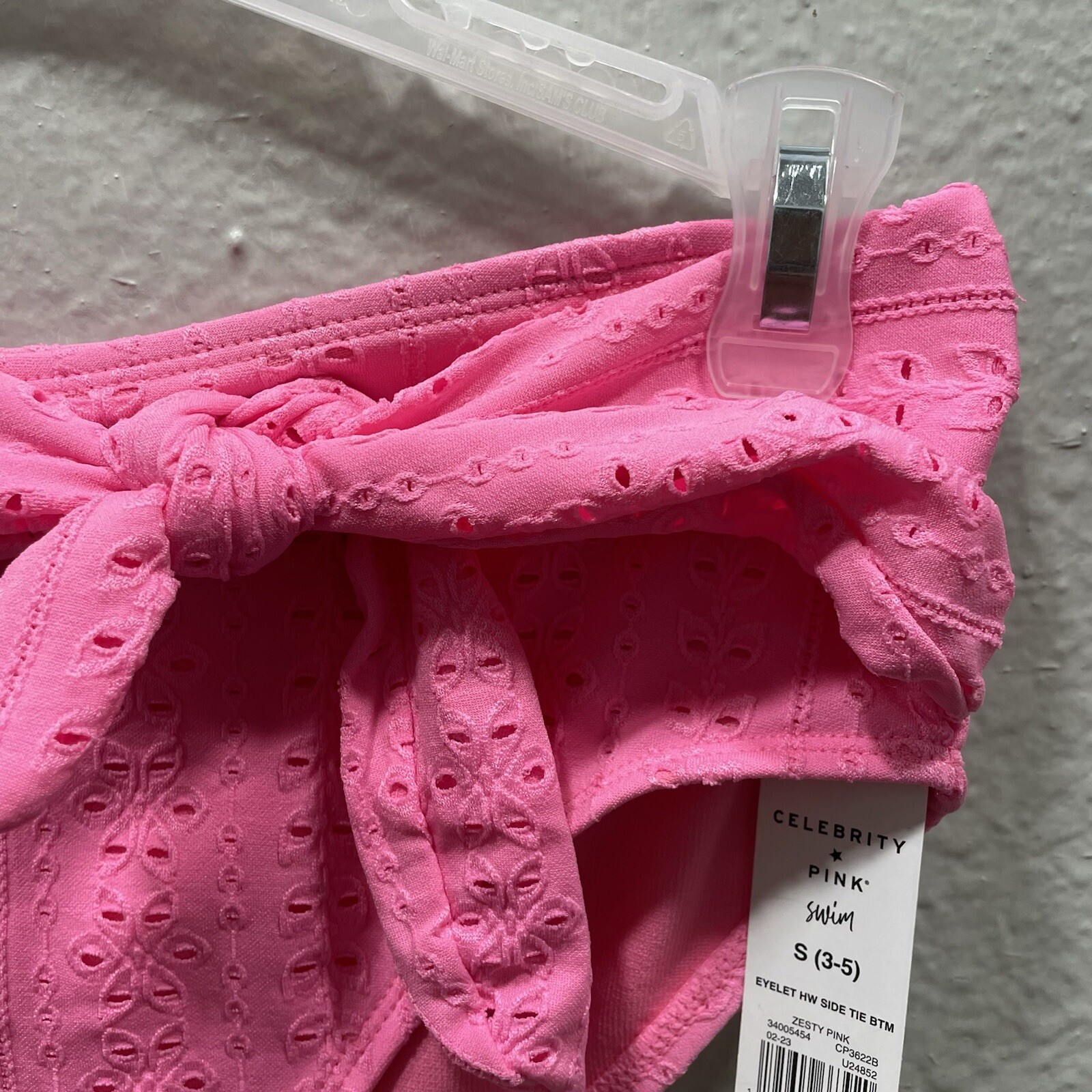 Celebrity Pink Swim NWT Pink Eyelet Side Tie Bottom Bikini Size S