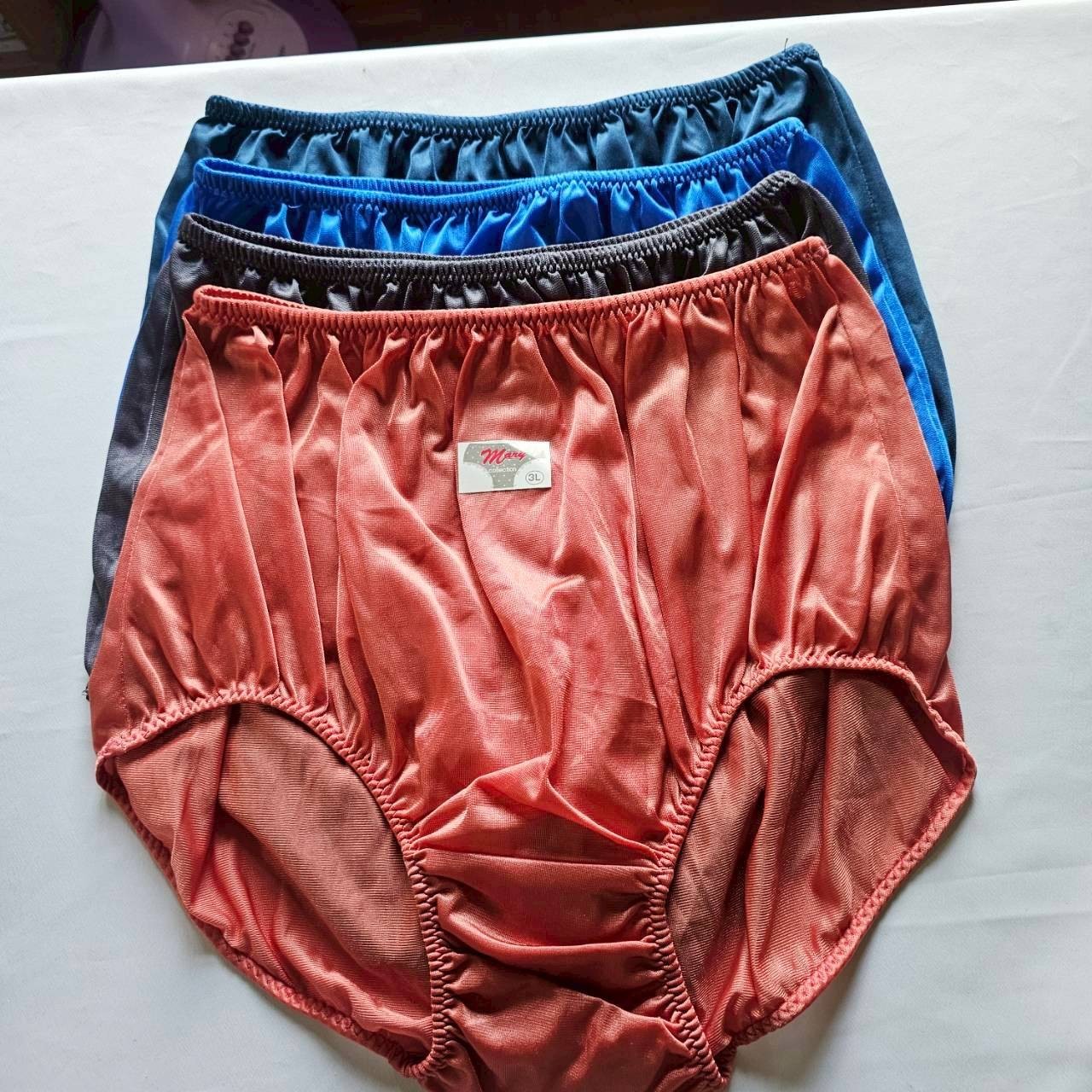 12 Plus Underwear Granny panties Nylon Woman Man Briefs Soft Silky Waist 44″-48″