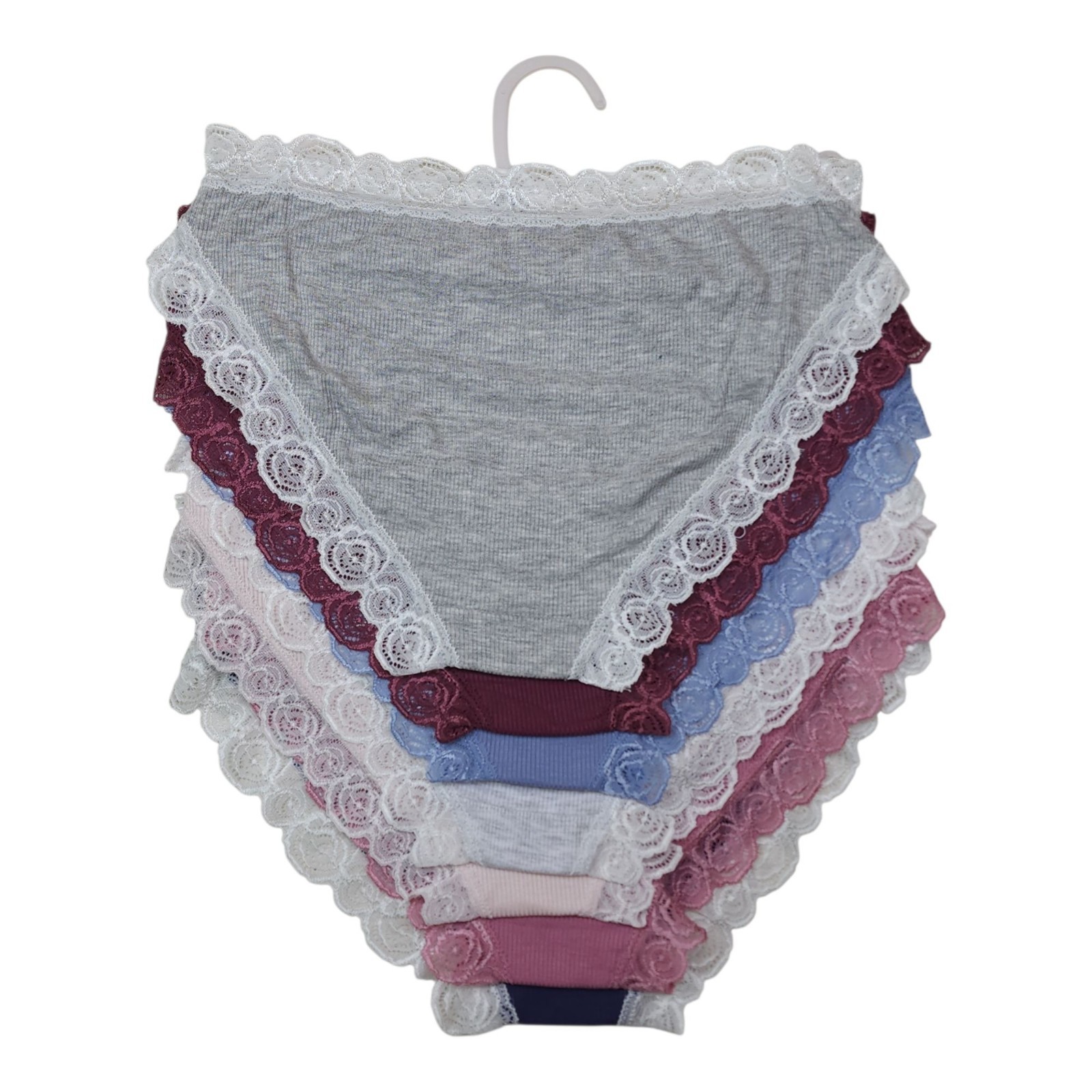 Laura Ashley Womens 7-Pack XL Lace Trim Panties Super Soft Rayon Blend Pink Blue