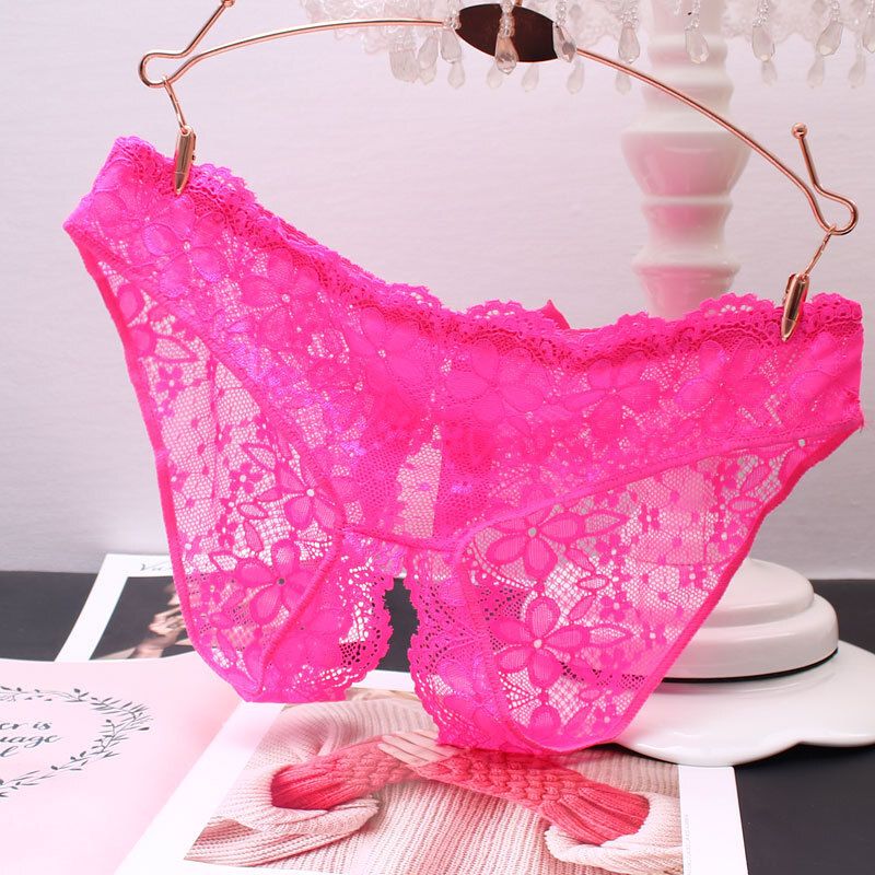 Sexy Women’s See Through Cheeky Panties Thongs Crotchles Lace Briefs Intimates