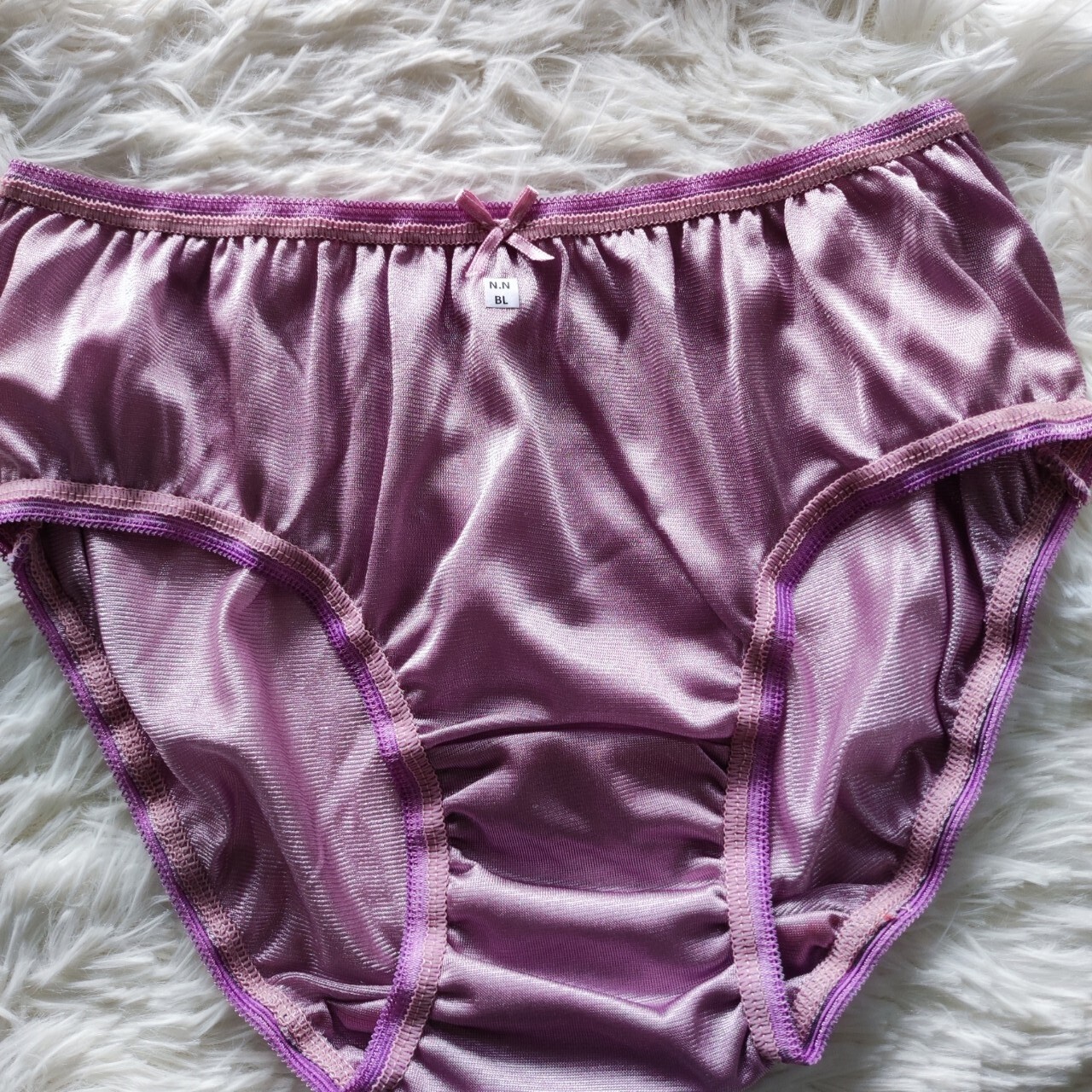 6 Purple Bikini Nylon Panties Woman Underwear Comfort Soft Briefs Hip 32″-38″ L