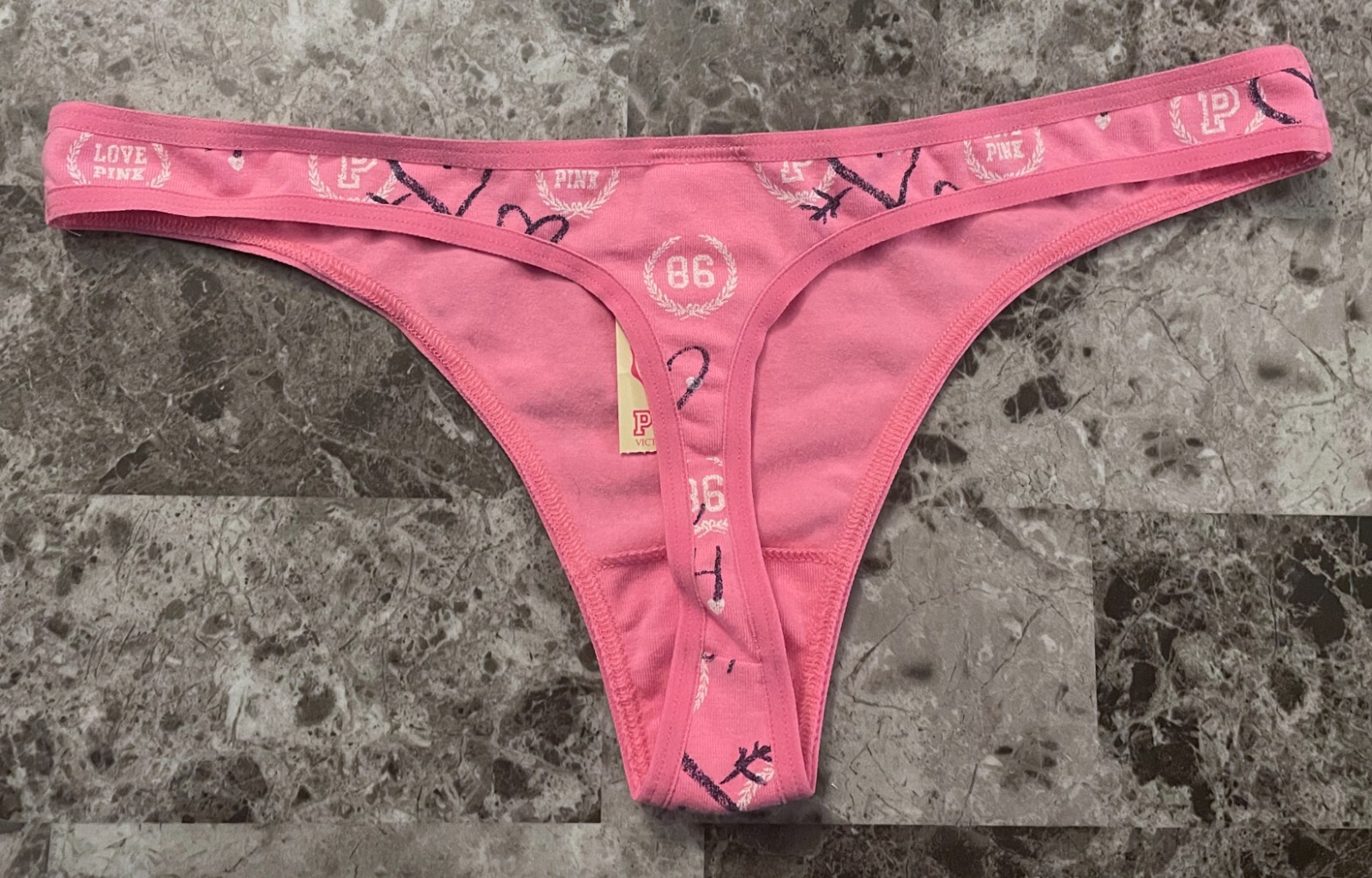 NWT VICTORIA’S SECRET PINK SMALL CRESCENT VINTAGE RARE SKINNY SIDE THONG PANTIES