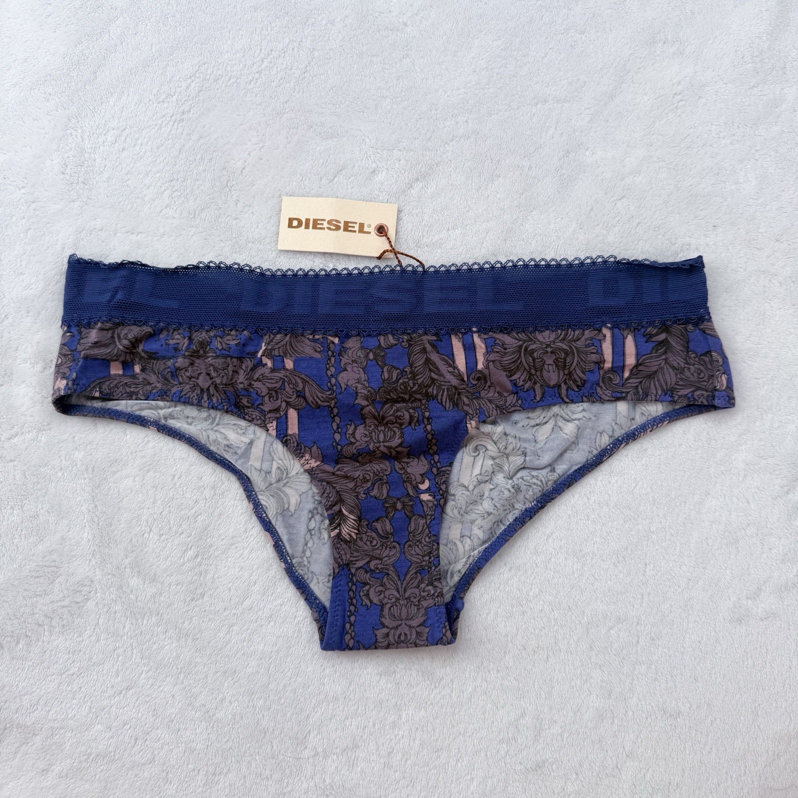 Diesel Women’s Purple Floral Pattern Panties Size L NWT Comfort Soft Deadstock