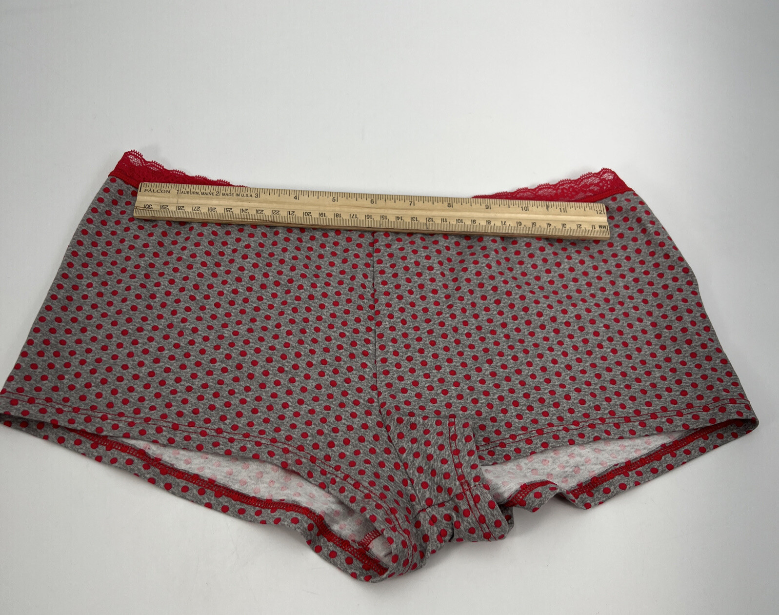 Victoria’s Secret Intimates Shortie BoyShort Mini short Gray Red Polka Dot NWT