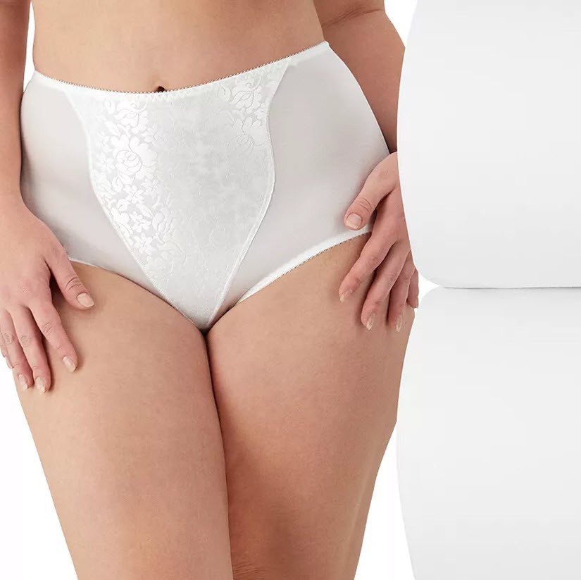 2 Pairs – Bali Womens LIGHT CONTROL Shaping BRIEFS – Jacquard WHITE – MEDIUM 6