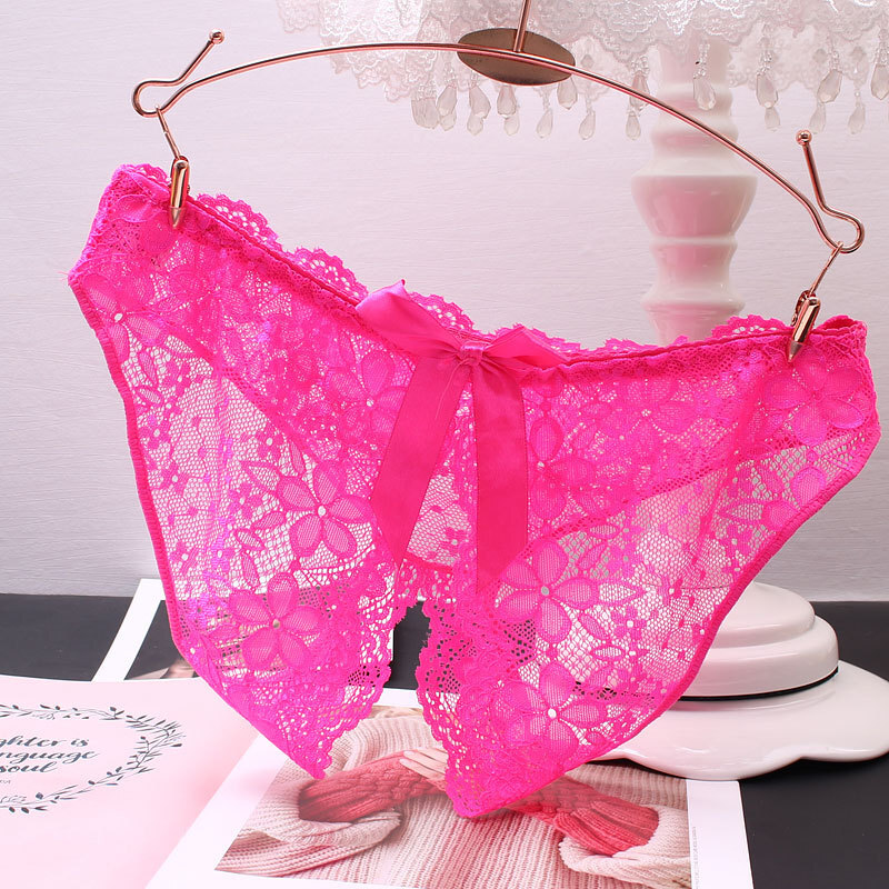 Sexy Women’s See Through Cheeky Panties Thongs Crotchles Lace Briefs Intimates