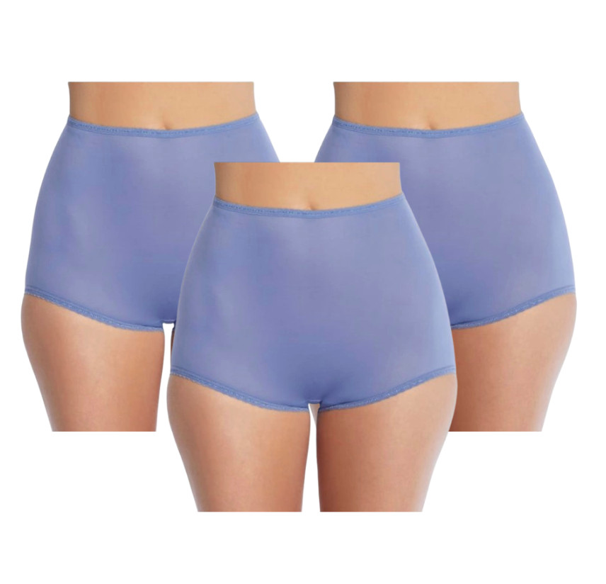 3 Bali Skimp Skamp Brief Panty M 6 Full Coverage Nylon Panties NWT 2633 MEDIUM