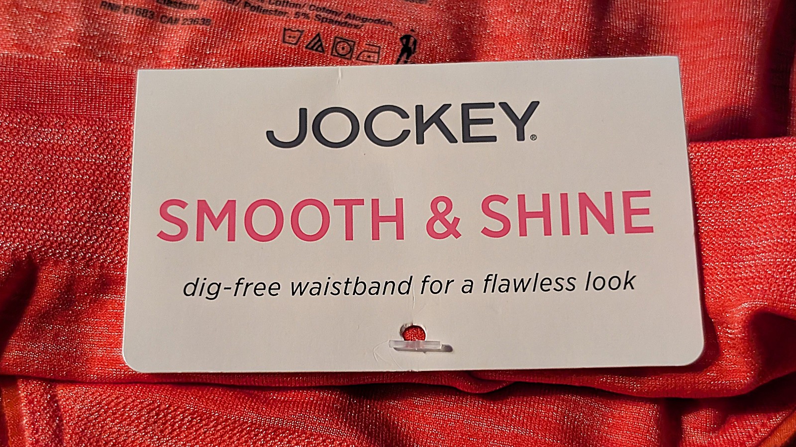 Jockey Smooth & Shine Seamfree Hipster Red Heather Silver Lurex Sz 7 NWT