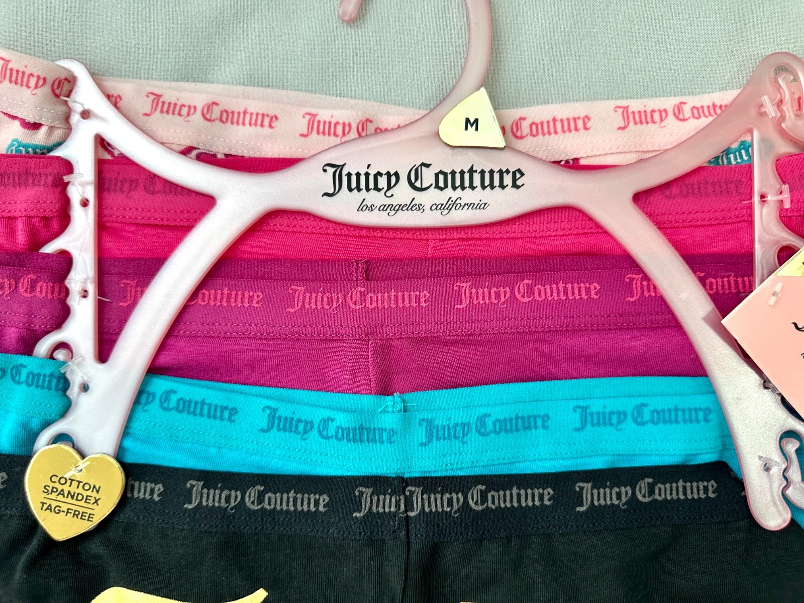 Juicy Couture Panties 5-Pack M Cotton Logo Trim Boyfriend Shorts