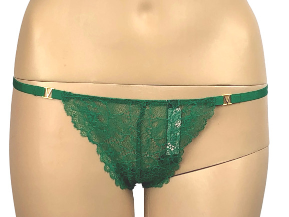 VICTORIAS SECRET VERY SEXY LACE V-STRING THONG PANTY GOLD HARDWARE XS S L XL NWT