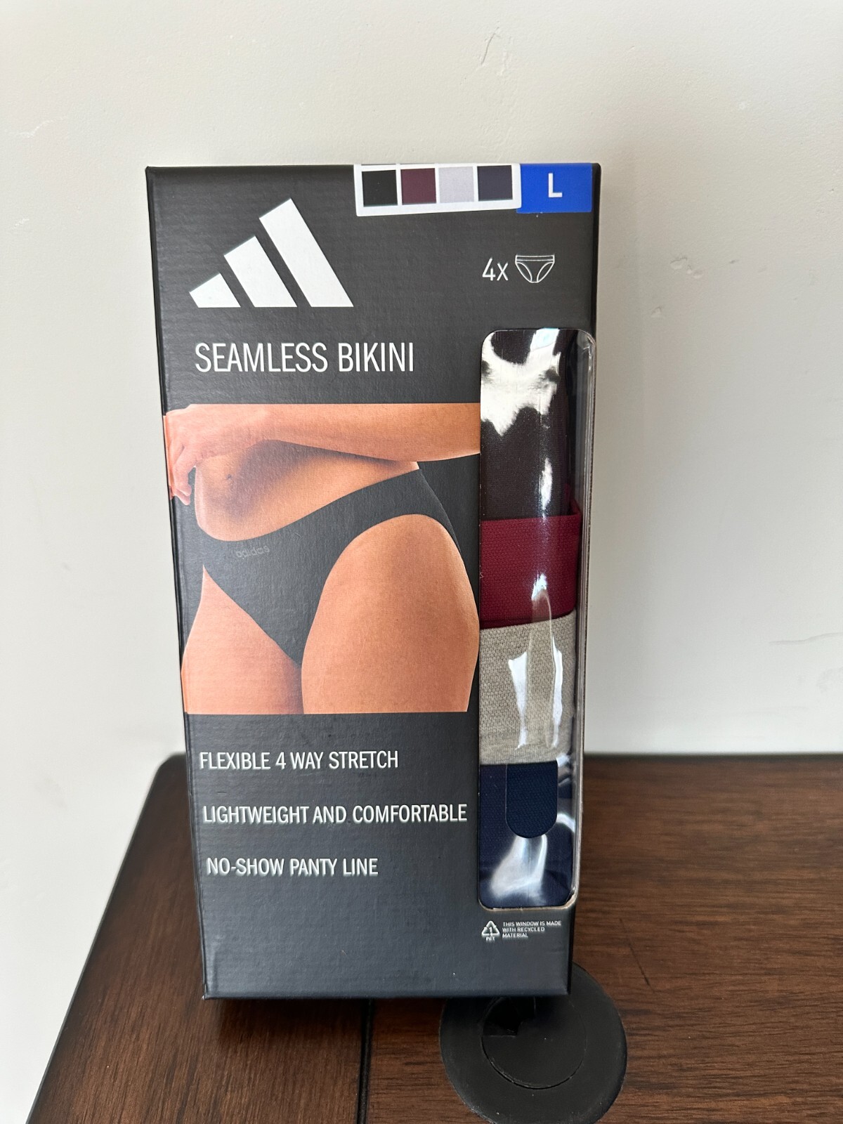 BNIP Adidas 4pk women’s Seamless Bikini, no show panty line, Nylon mix