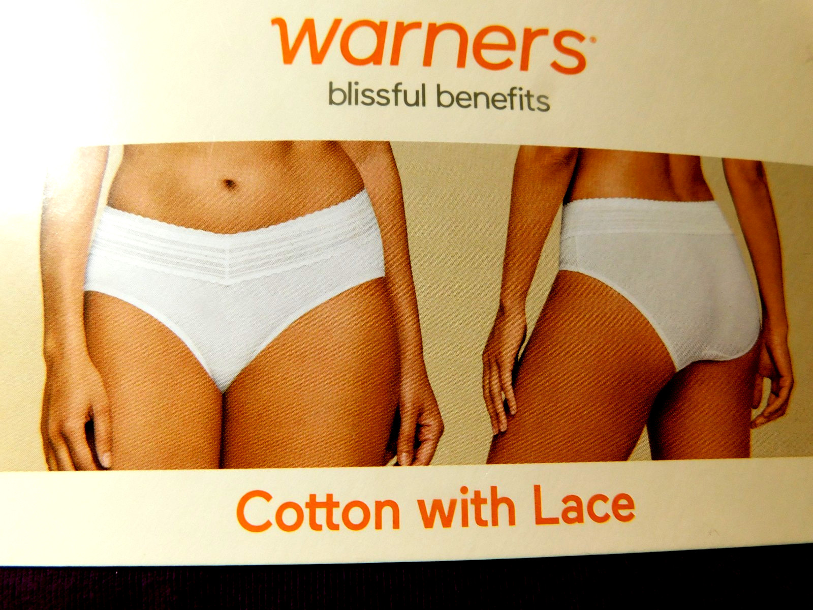 Warners~Blissful Benefits Cotton With Lace Hipster Purple Black & White 3Pk (DG)