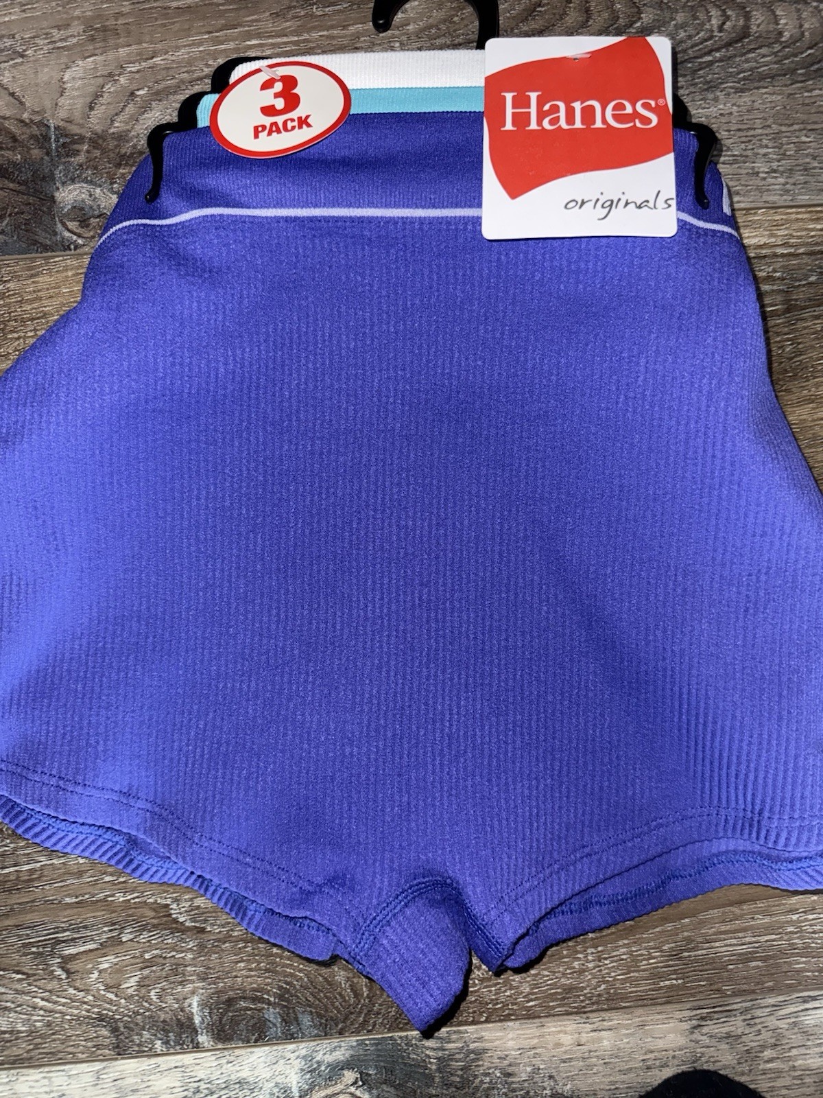 Hanes ~ Womens Boyshort Underwear Panties 3-Pair Nylon Blend Ribbed (B) ~ L