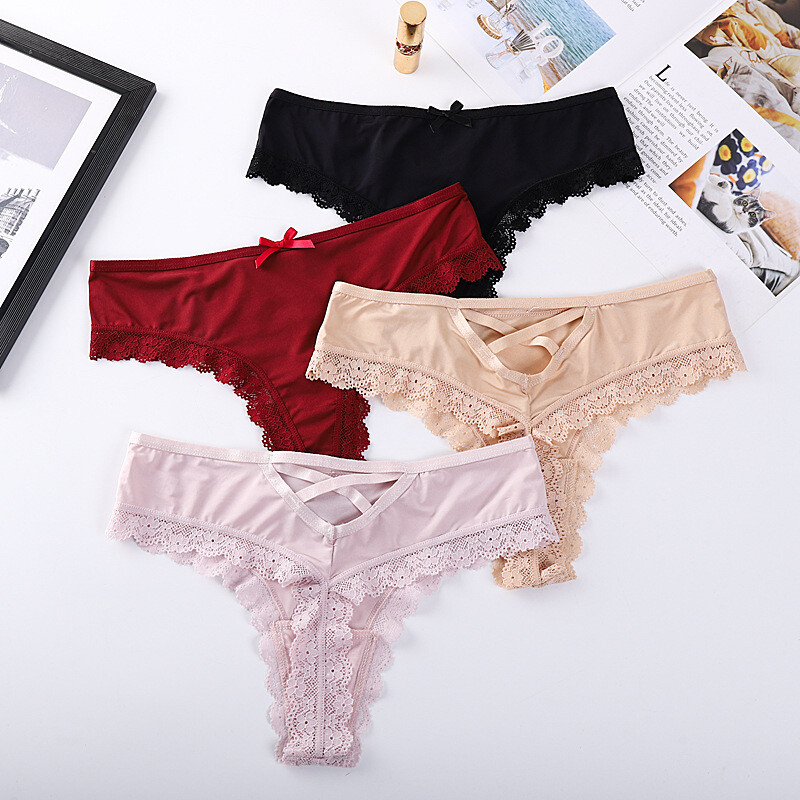 4 Pack Lot Womens Sexy Panties Thong G string Lace Underwear Bikinis Lingeries