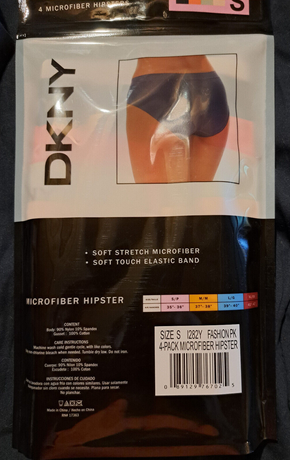 DKNY Women’s Soft Stretch Microfiber 4 Pack Hipster Underwear Size S .. NEW