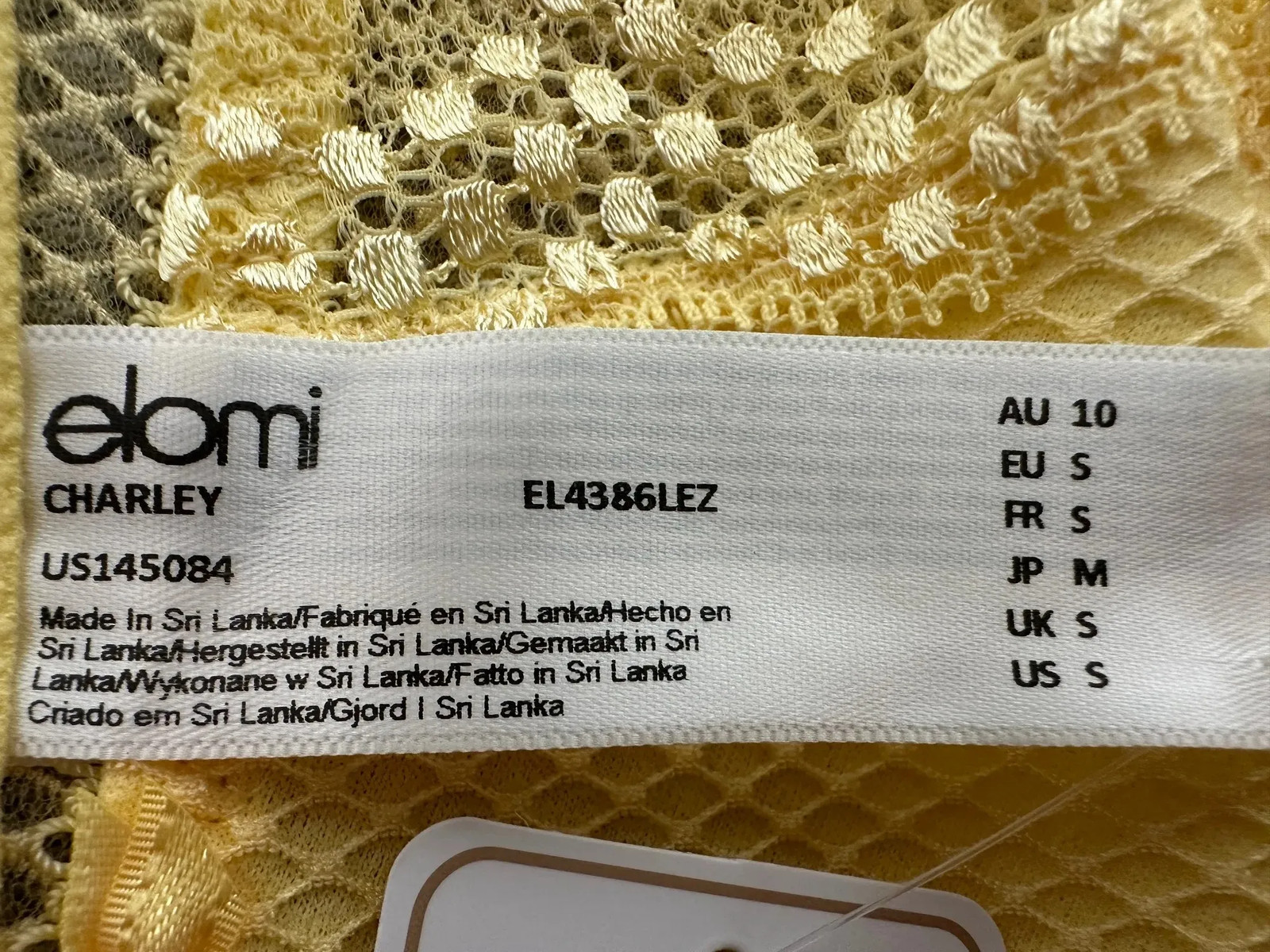 Elomi Charley Womens Briefs Knickers Size S Lemon Yellow Lace Mesh High Leg